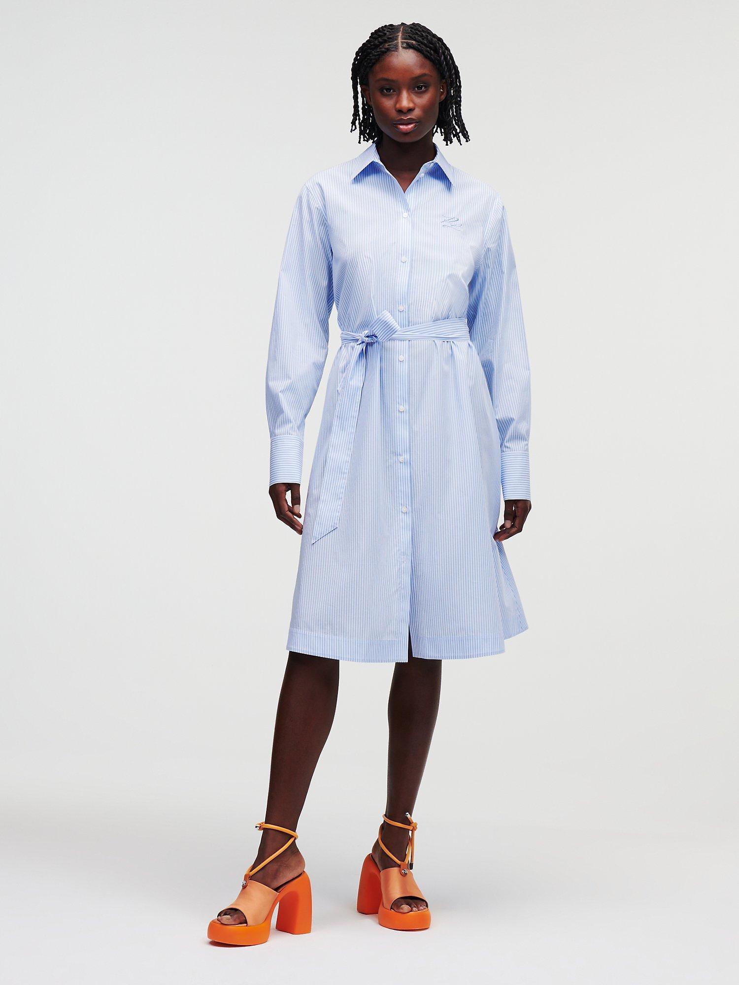 KARL LAGERFELD Stripe Shirt Dress, Cool Blue/White