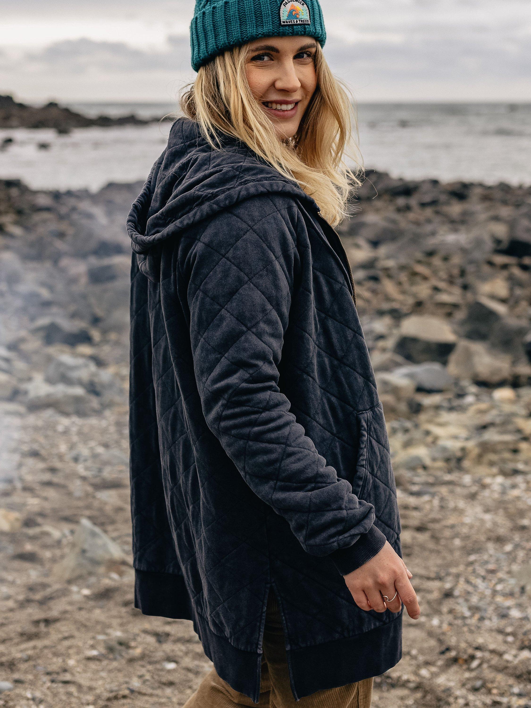 Passenger Getaway Full Zip Quilted Hoodie, Black