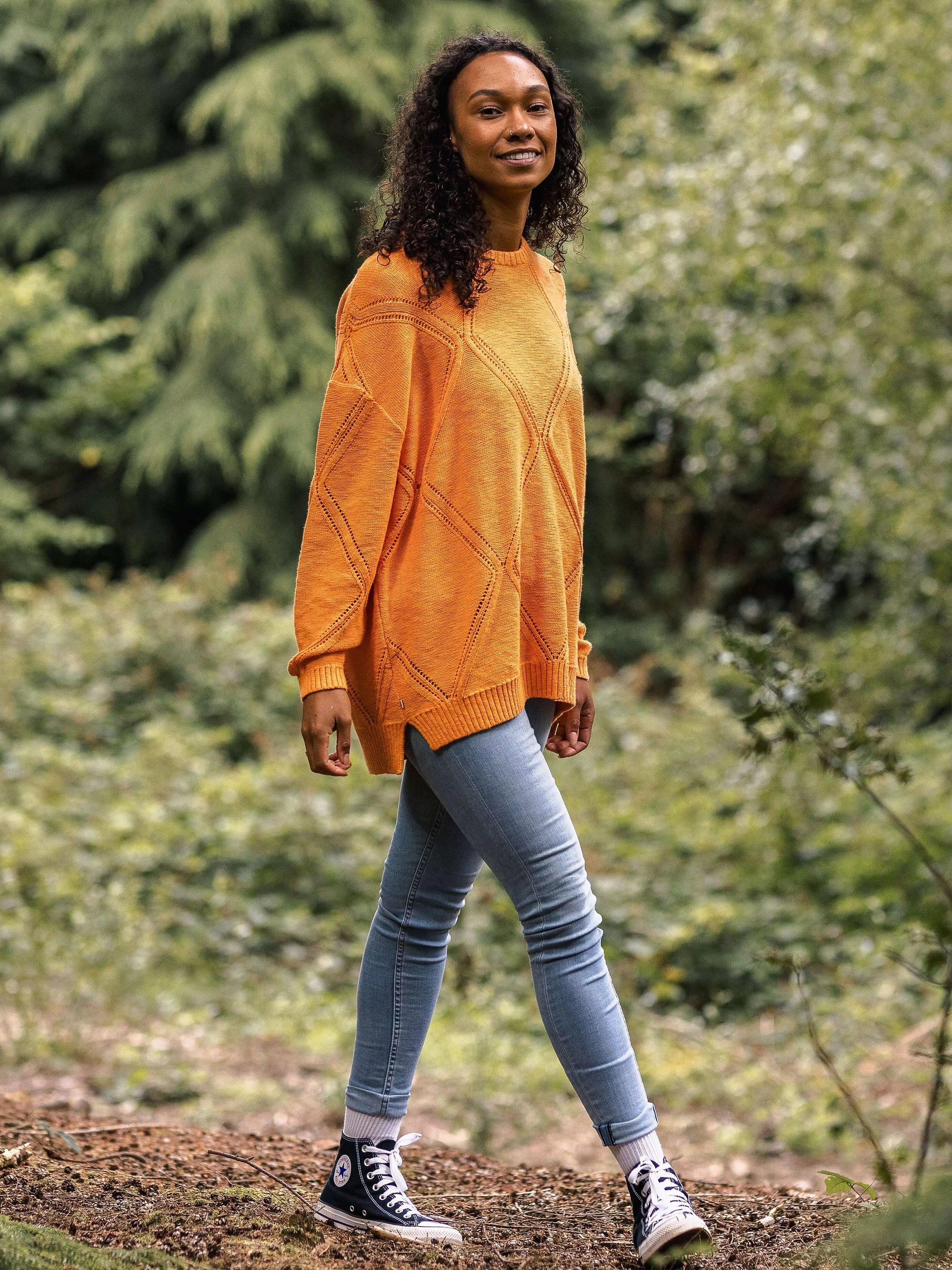 Product image 1 of 5, which shows Passenger Palm Oversized Jumper, Apricot, XS