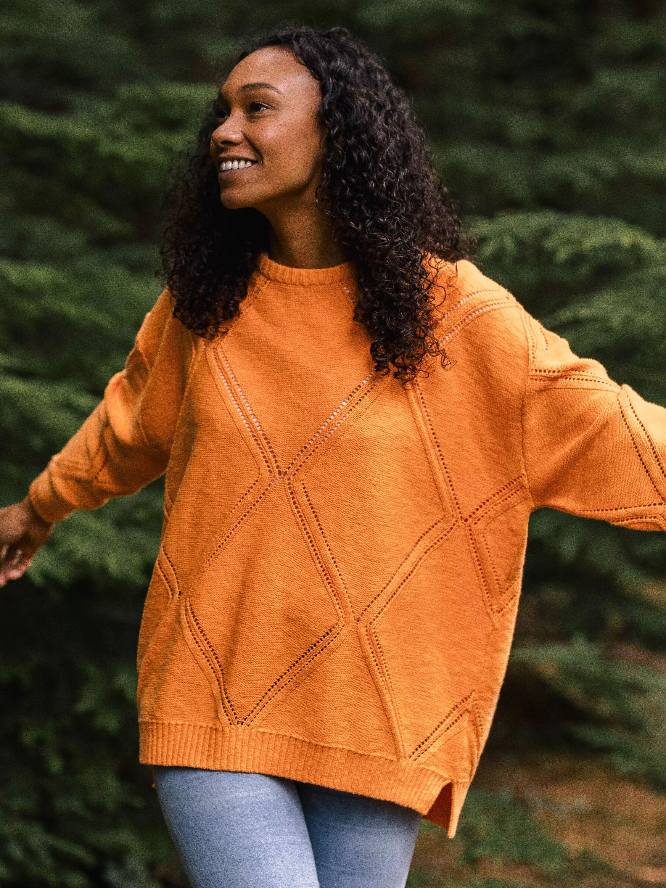 Product image 2 of 5, which shows Passenger Palm Oversized Jumper, Apricot, XS