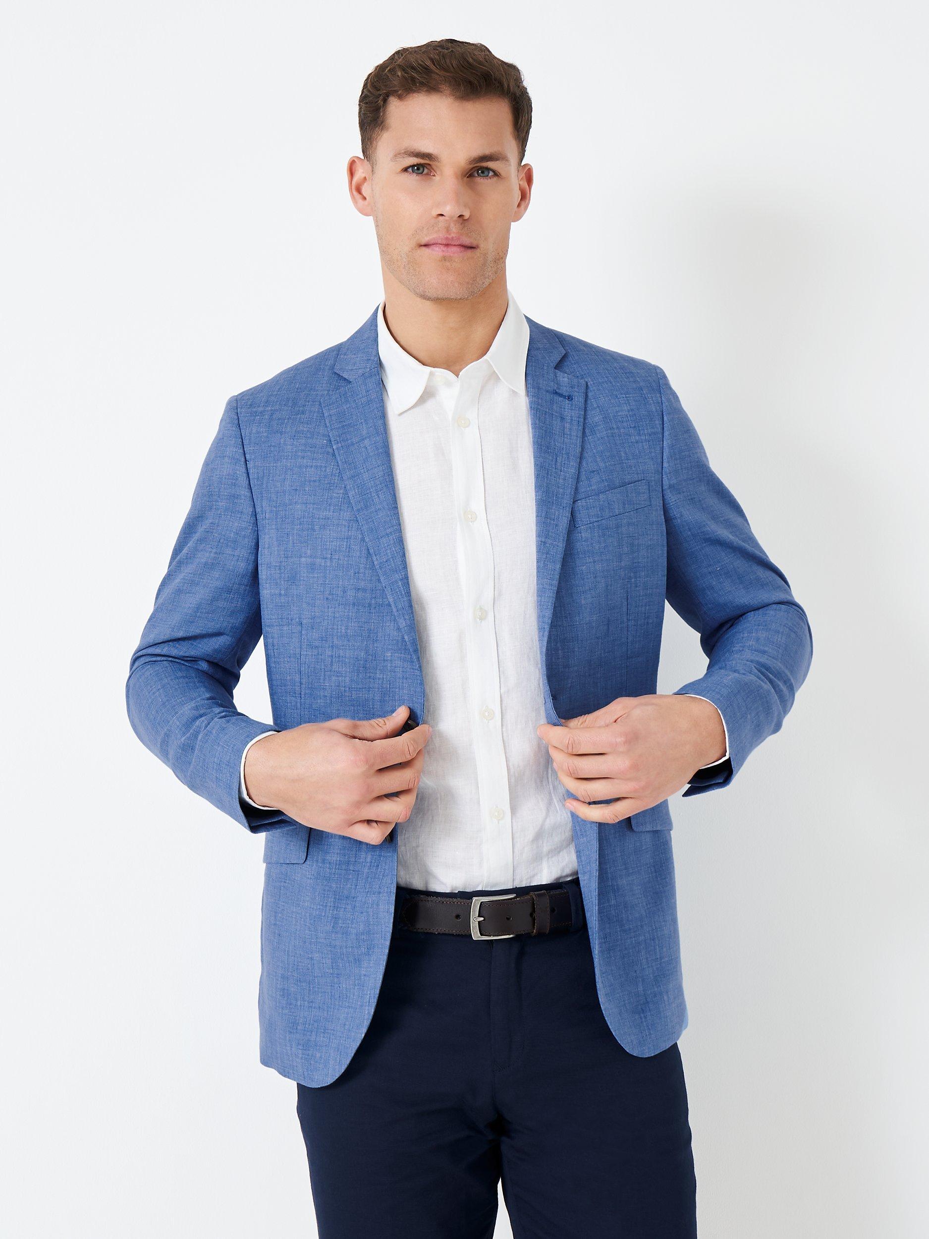 Crew Clothing Oakbury Linen Blazer, Blue