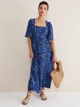 Phase Eight Ayesha Zebra Midi Dress, Blue