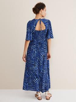 Phase Eight Ayesha Zebra Midi Dress, Blue - view 2, Blue
