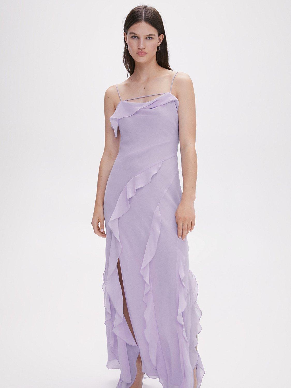 Mango Aire Ruffle Maxi Dress, Pastel Purple