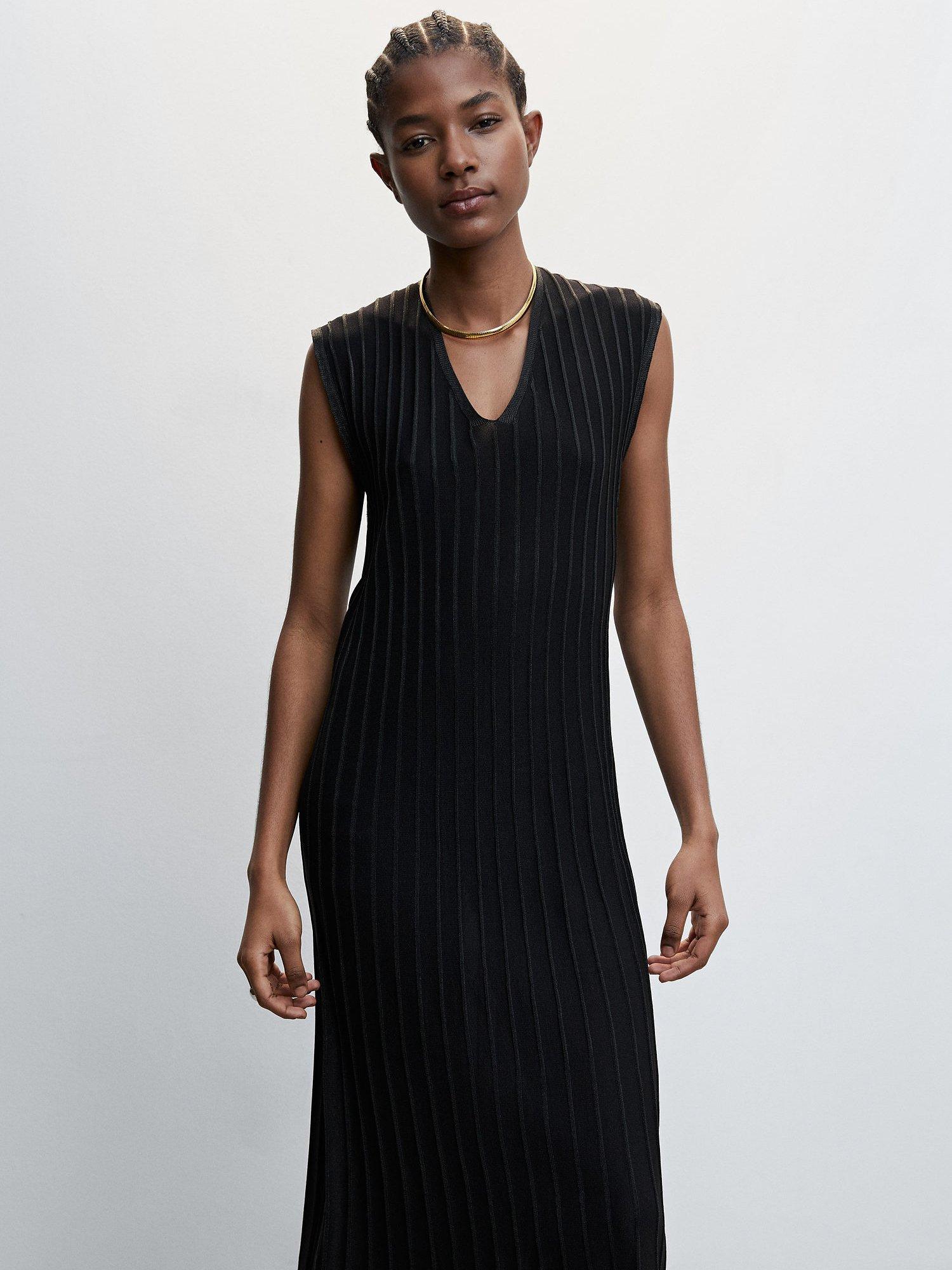 Mango Canal Midi Dress, Black