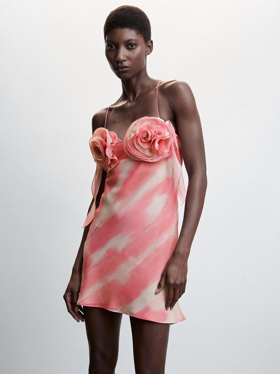 Mango Tye Print Mini Dress, Pink