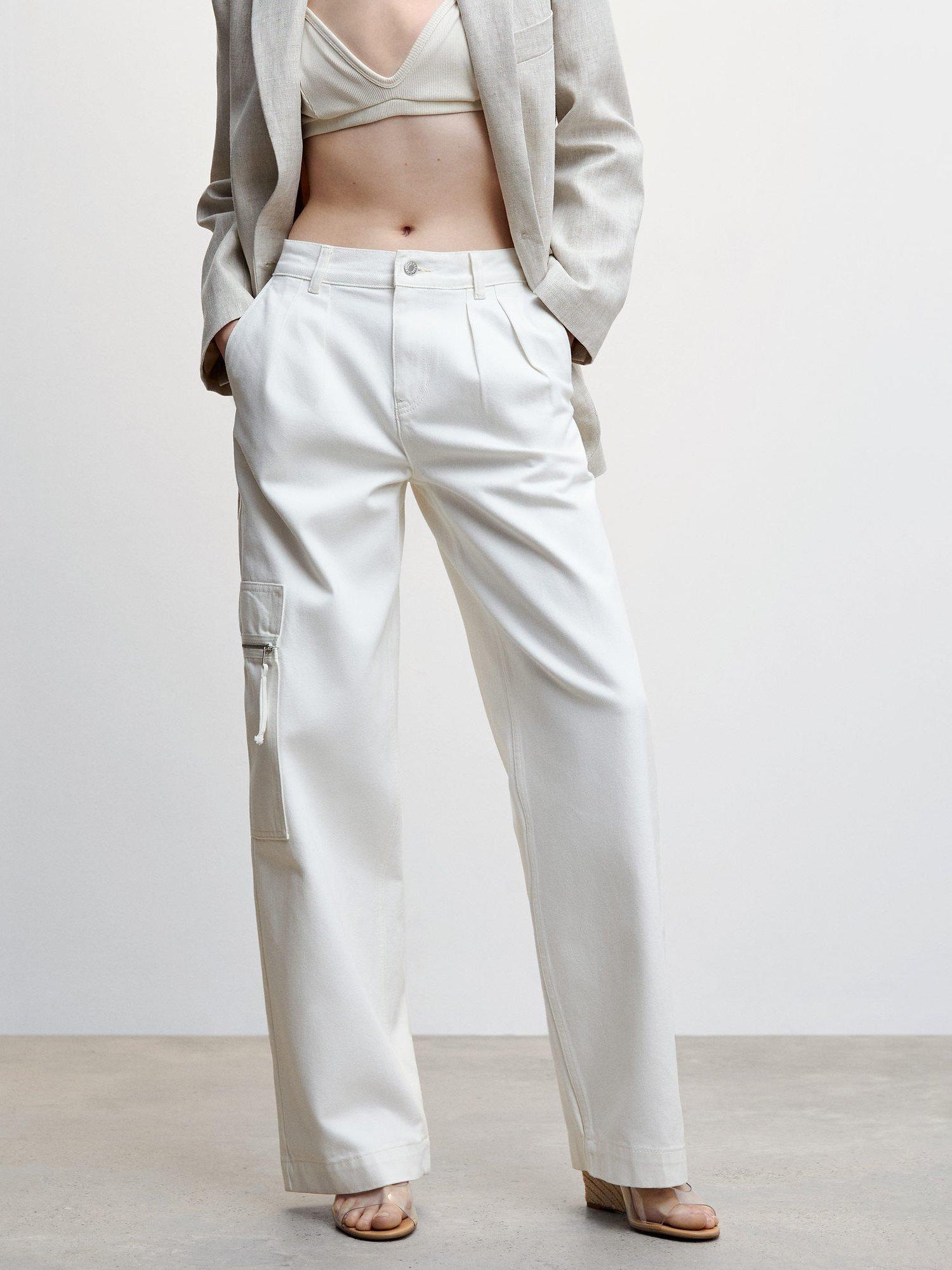 Mango Hannah Wide Leg Jeans, White