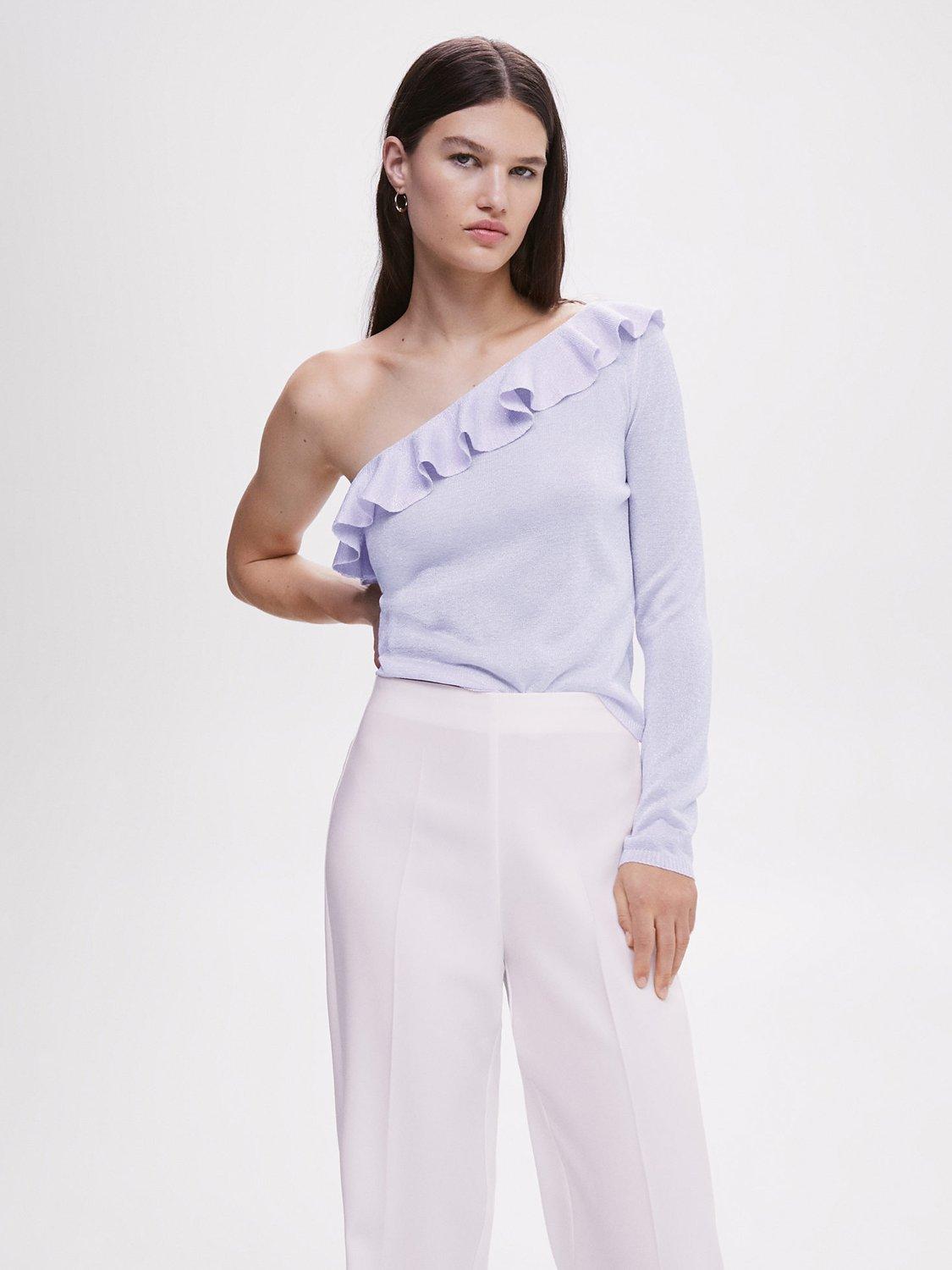 Mango One Shoulder Frill Jumper