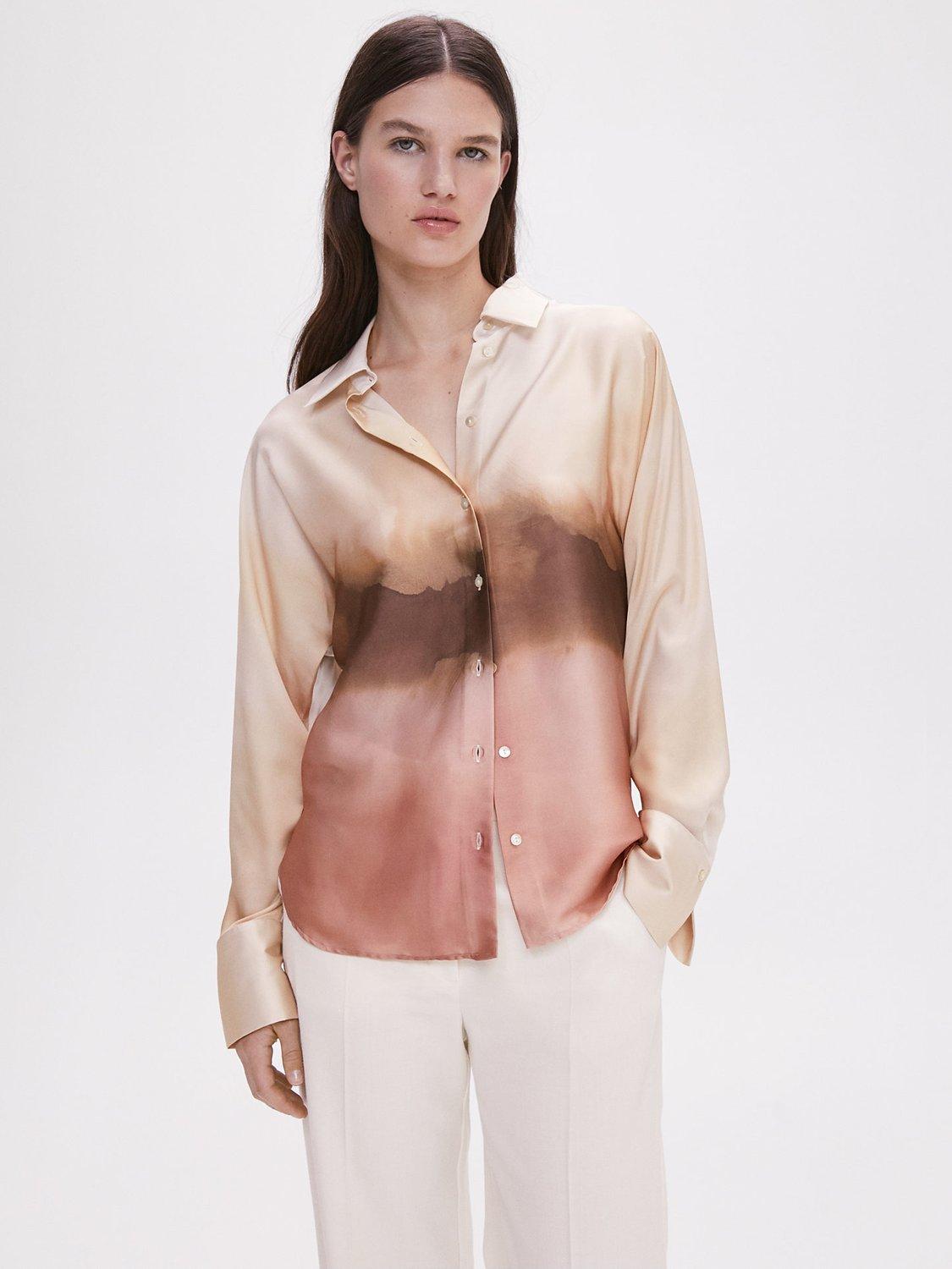 Mango Spring Watercolour Shirt, Pink