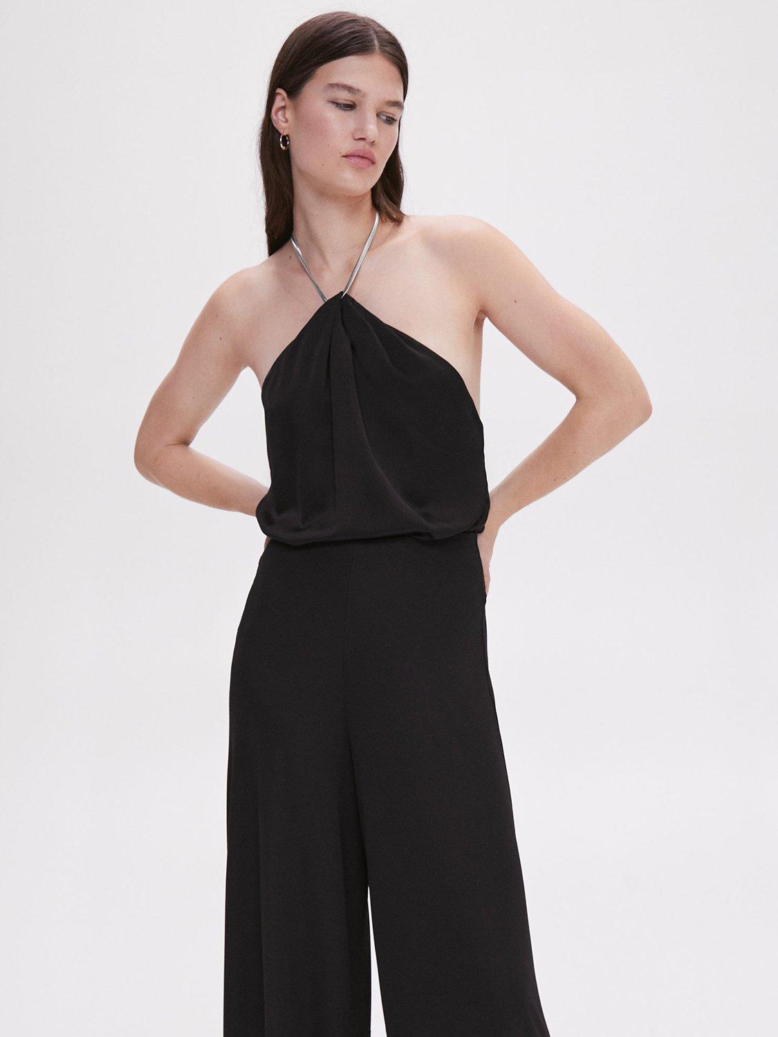 Mango Halterneck Metal Detail Top, Black