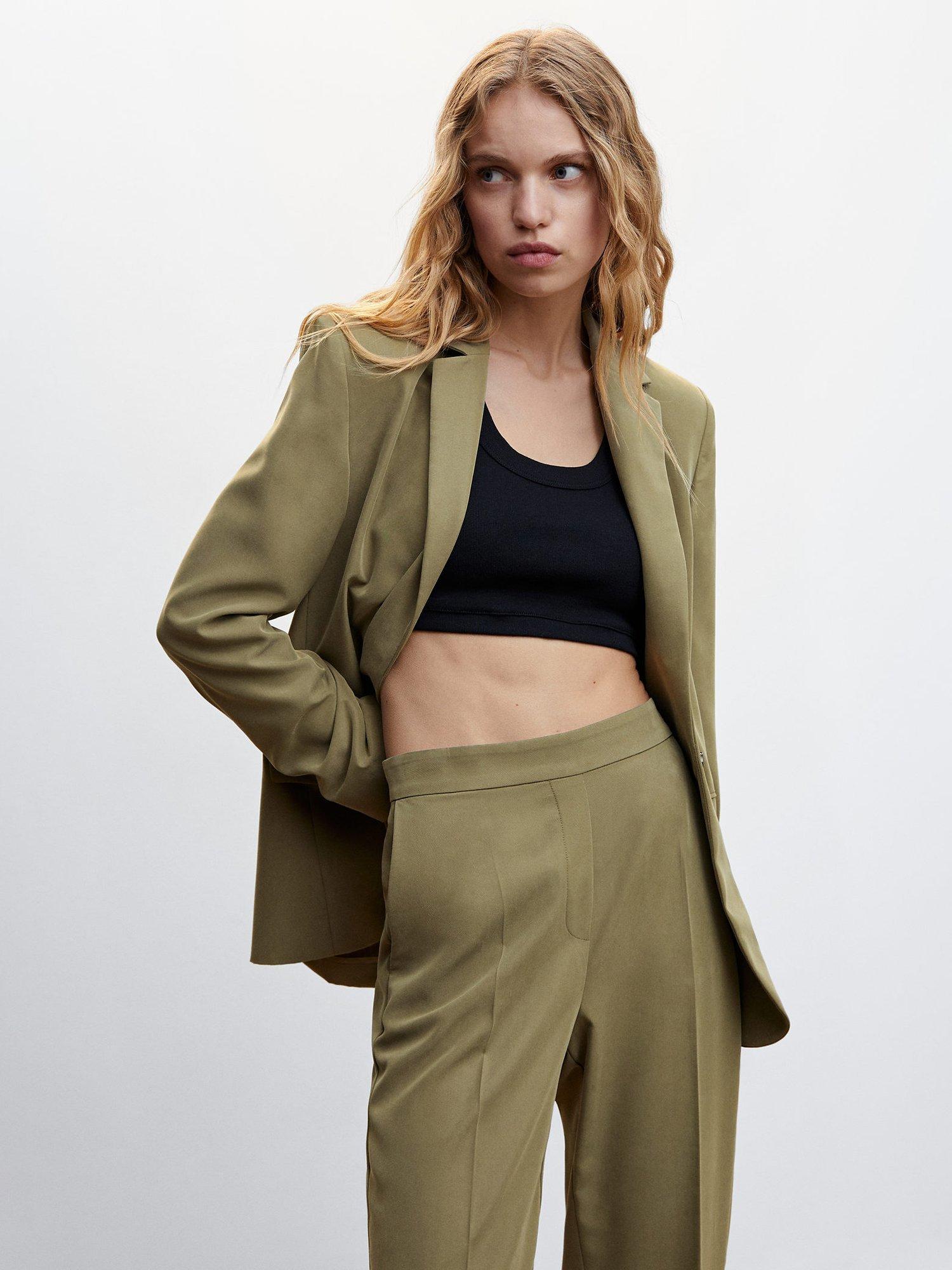 Mango Marina Tailored Trousers, Khaki