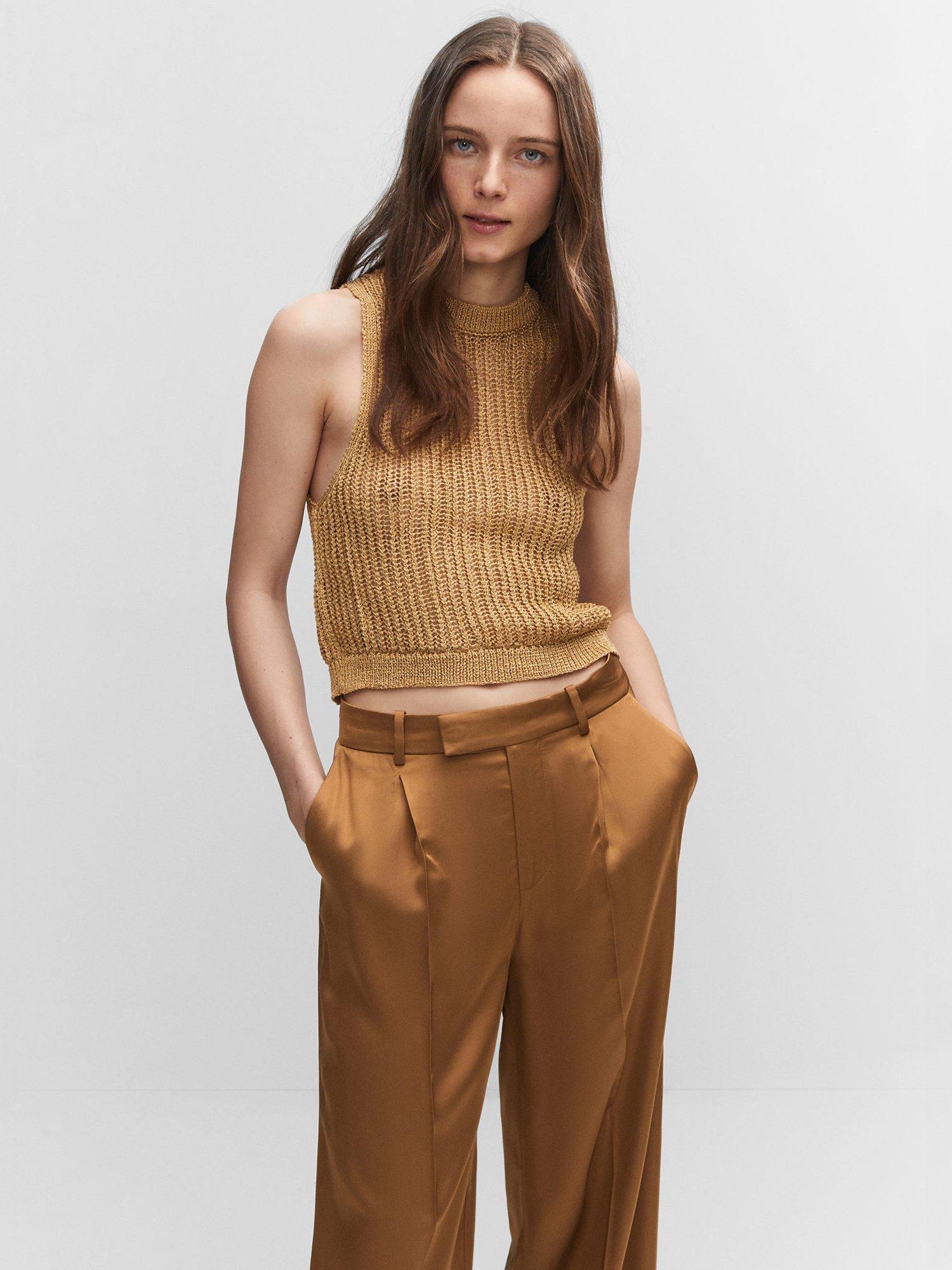 Mango Inesita Trousers, Brown