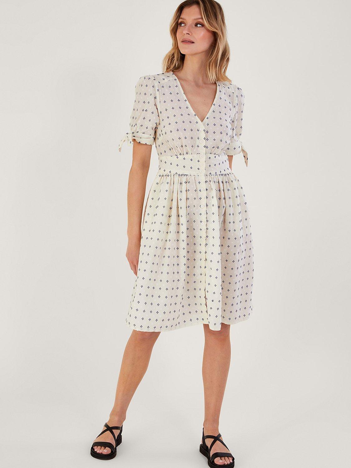 Monsoon Dolly Knee Length Sun Dress, White