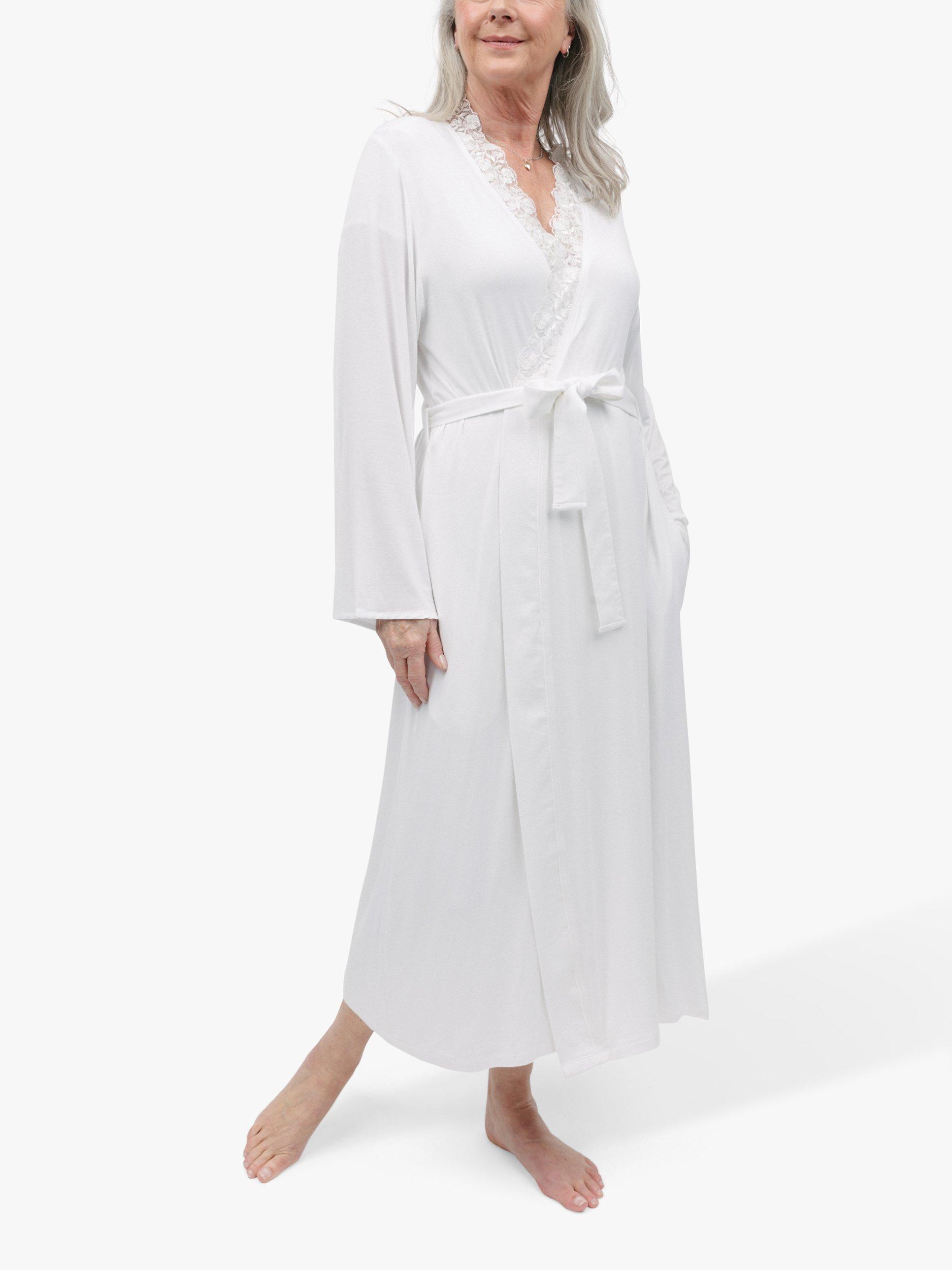 Product image 1 of 4, which shows Cyberjammies Evette Lace Trim Dressing Gown, White, 18