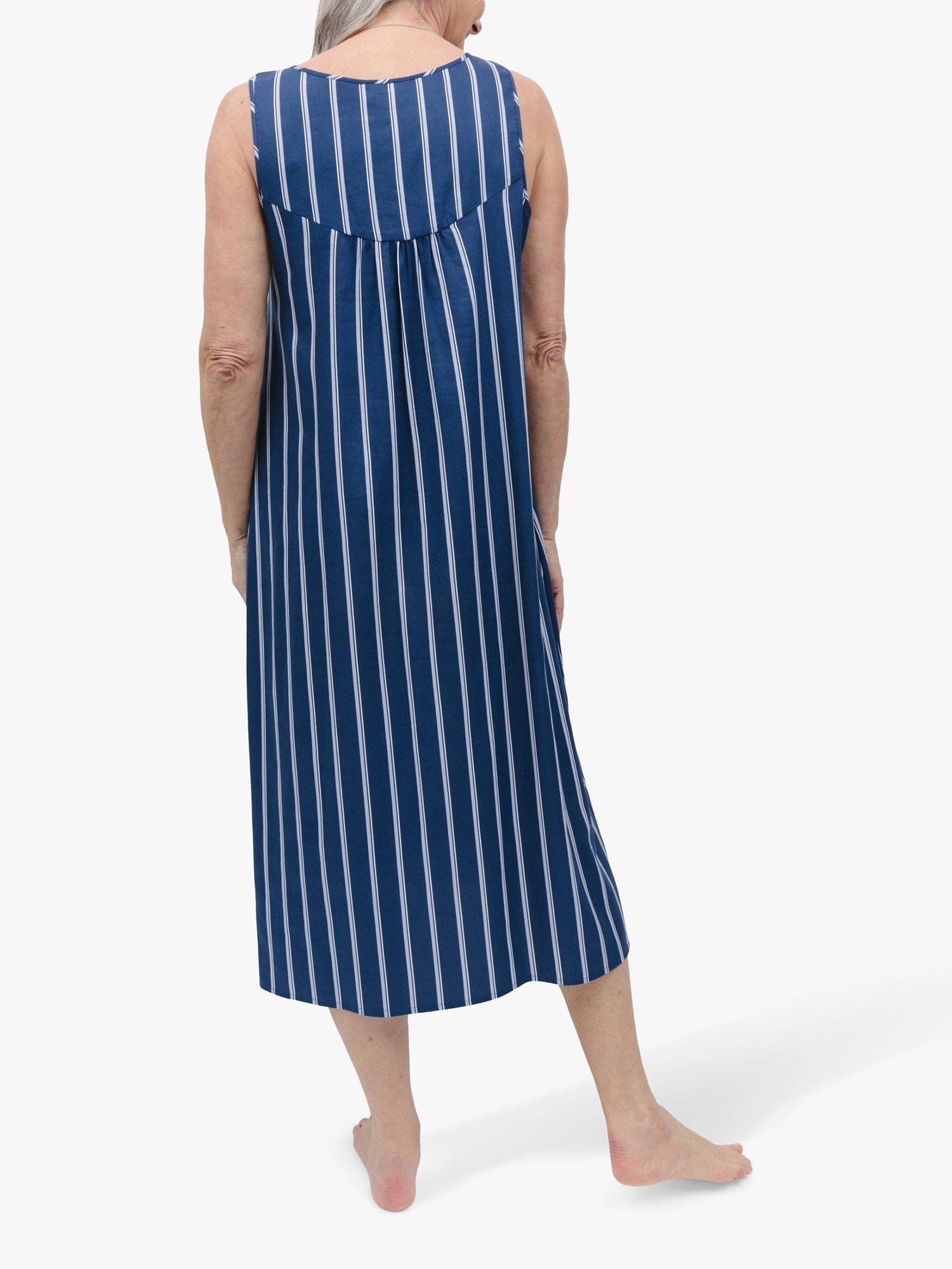 Product image 2 of 4, which shows Nora Rose by Cyberjammies Evette Striped Long Nightdress, Blue, 8