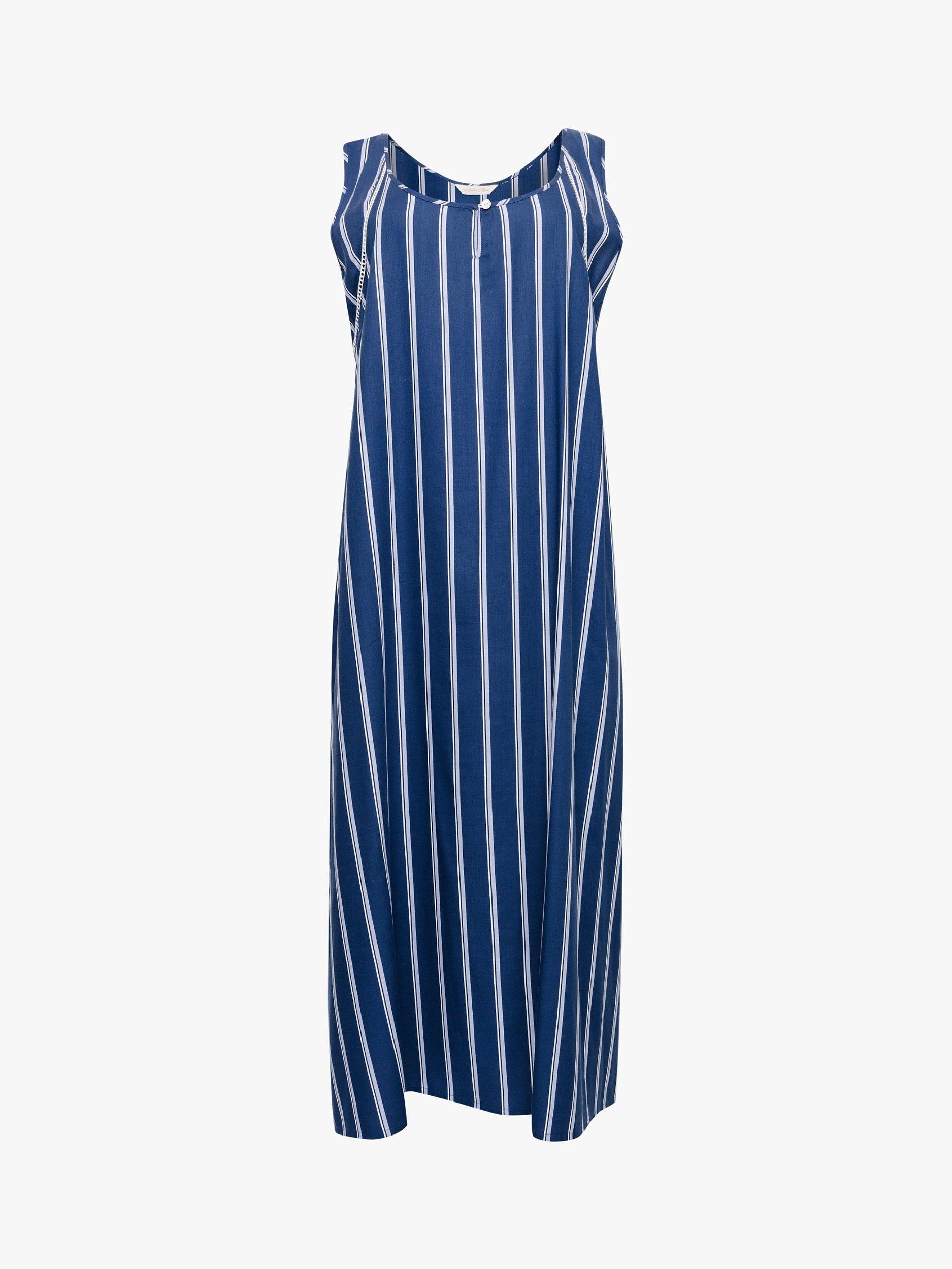 Product image 3 of 4, which shows Nora Rose by Cyberjammies Evette Striped Long Nightdress, Blue, 8