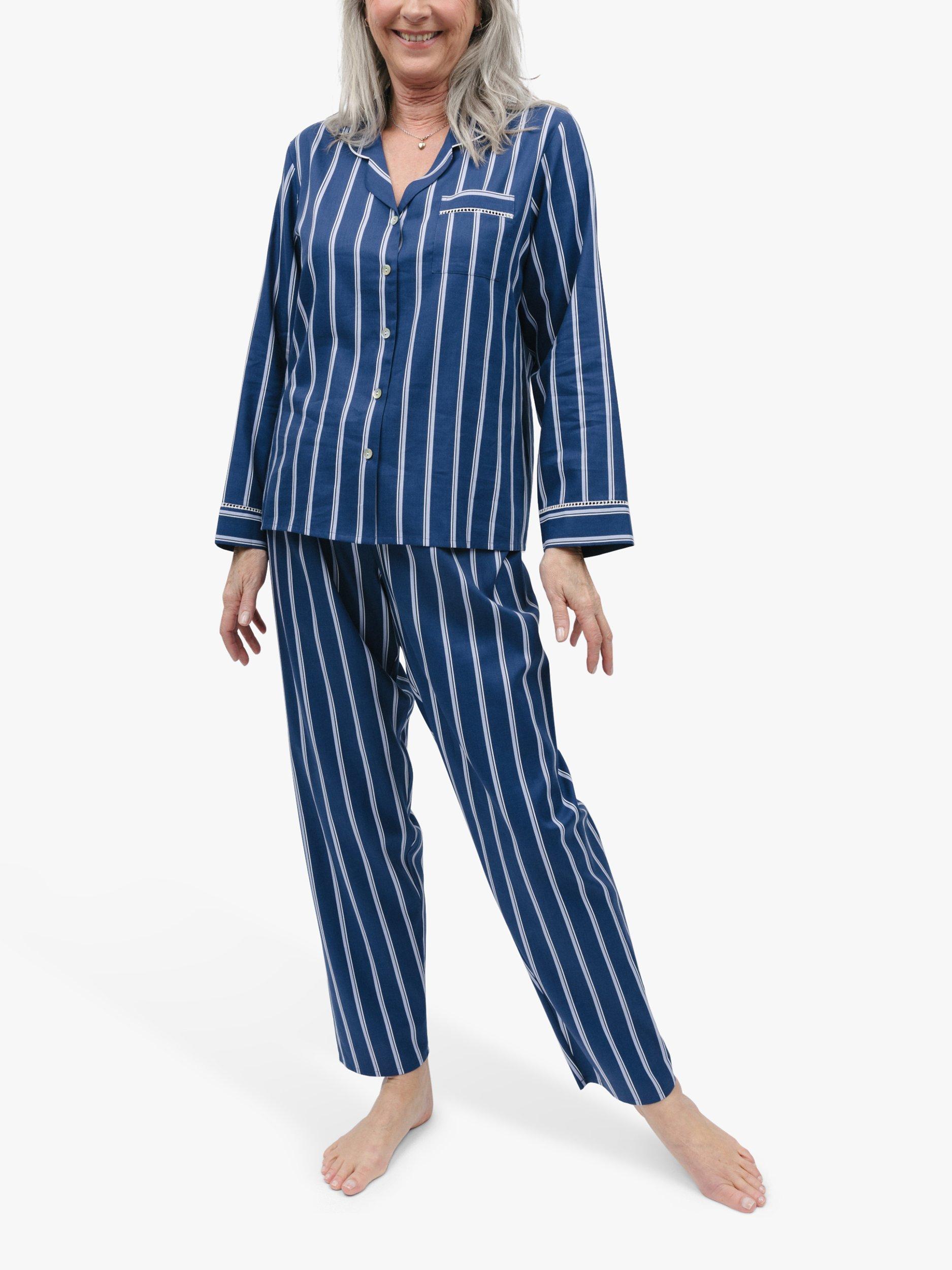 Product image 1 of 4, which shows Cyberjammies Evette Striped Pyjamas, Blue, 8