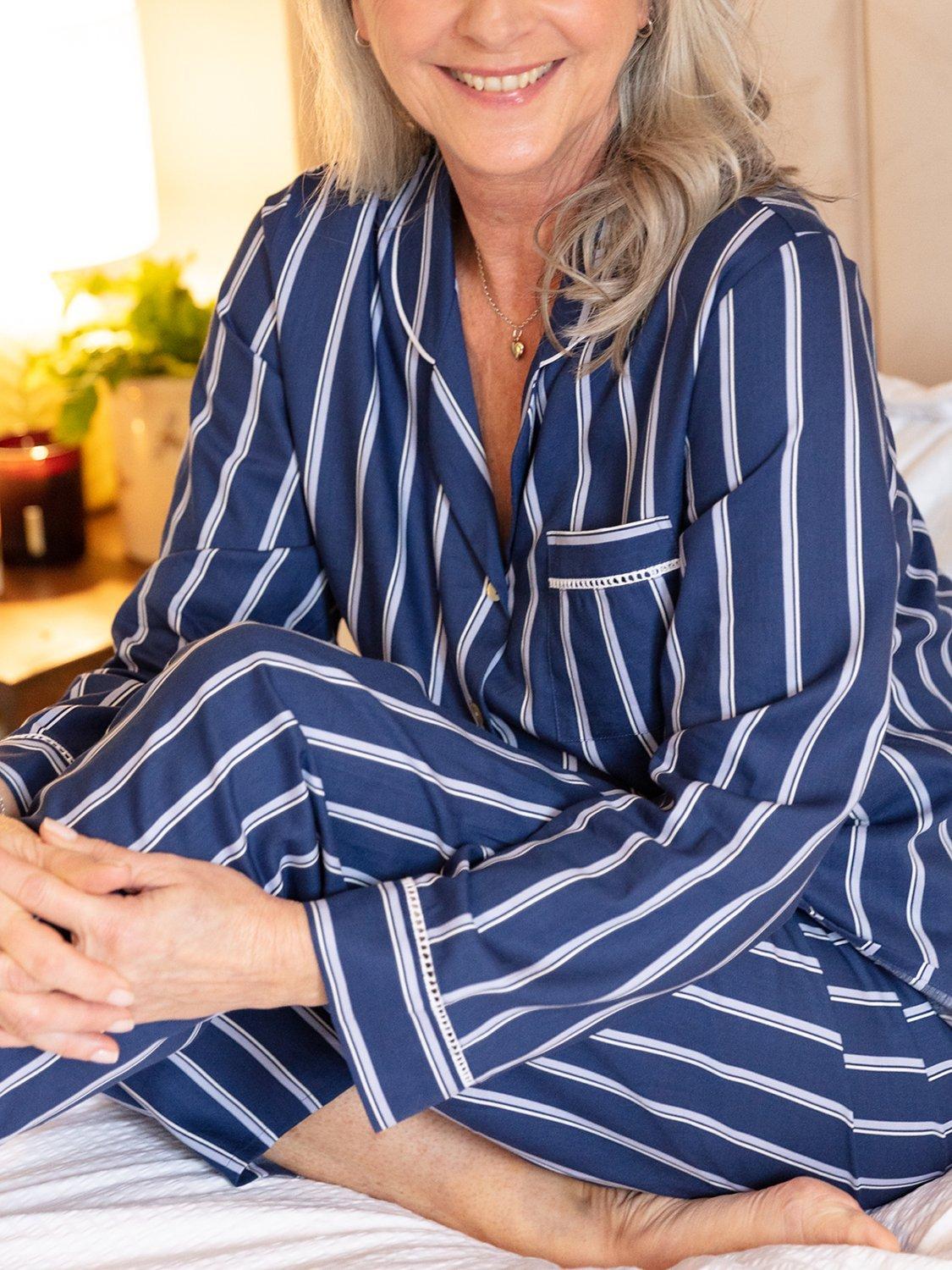 Product image 4 of 4, which shows Cyberjammies Evette Striped Pyjamas, Blue, 8