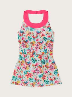 Monsoon Kids' Tropical Print Halter Neck Playsuit, Aqua/Multi - view 2, Aqua/Multi