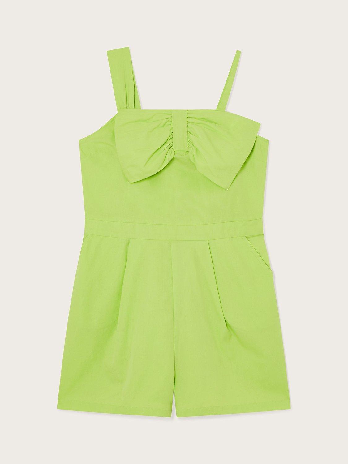 Monsoon Kids' Bow Asymmetric Playsuit, Lime