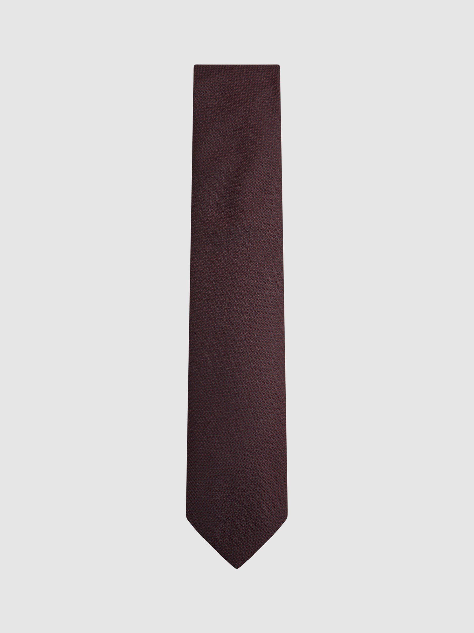 Reiss Ceremony Textured Silk Tie, Burgundy