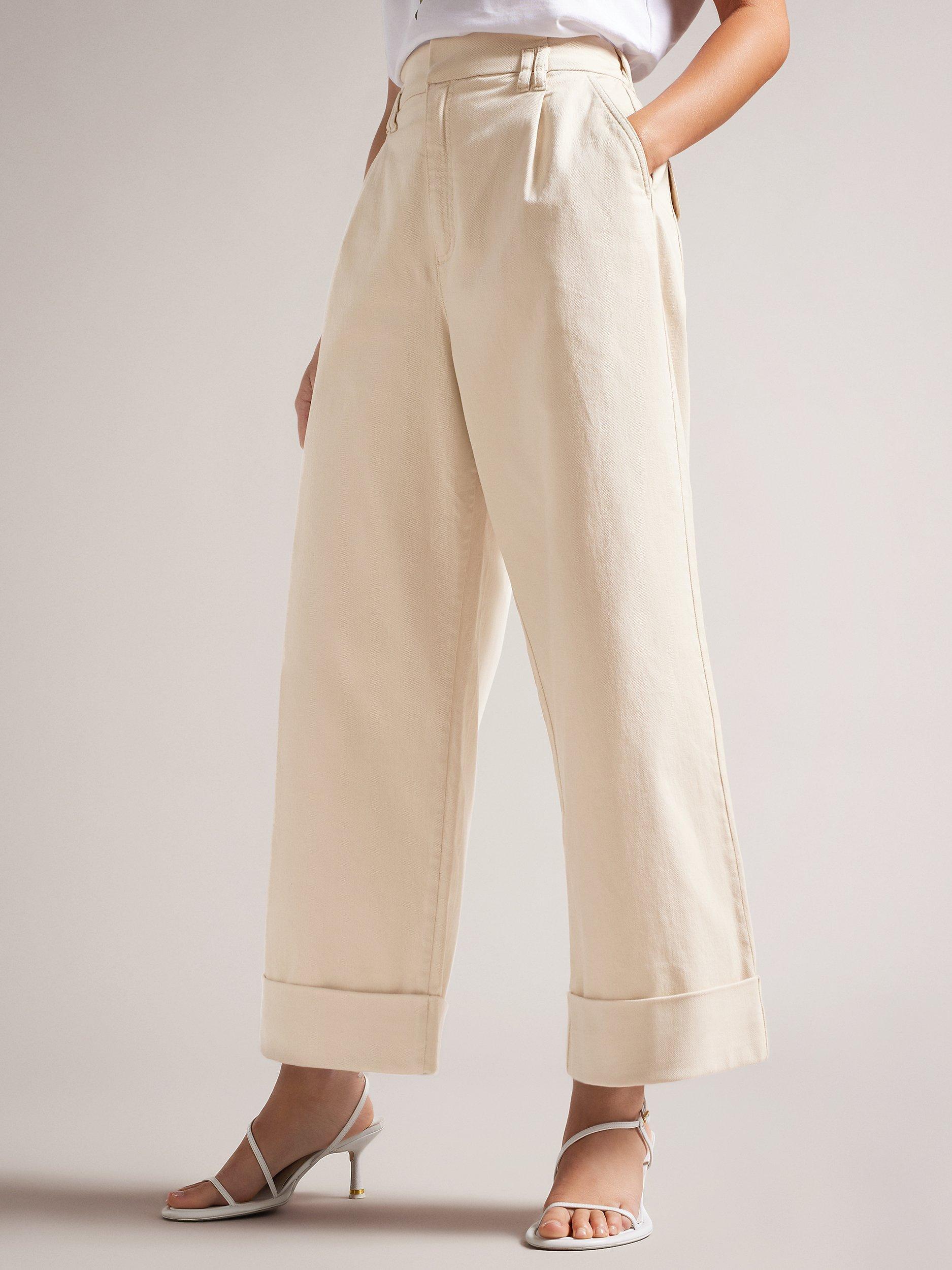 Ted Baker Steviey Wide Leg Trousers, Light Beige