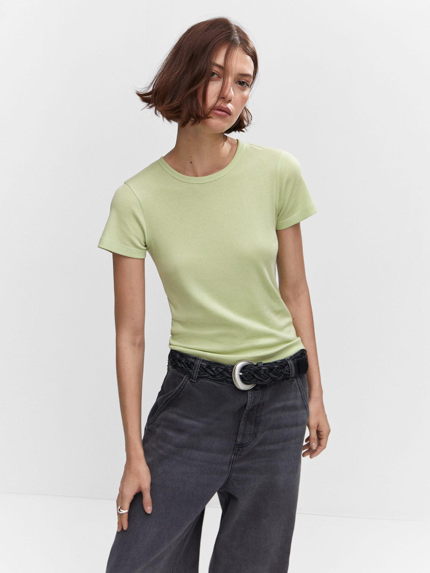Mango Zani Cotton Blend T-Shirt, Bright Green