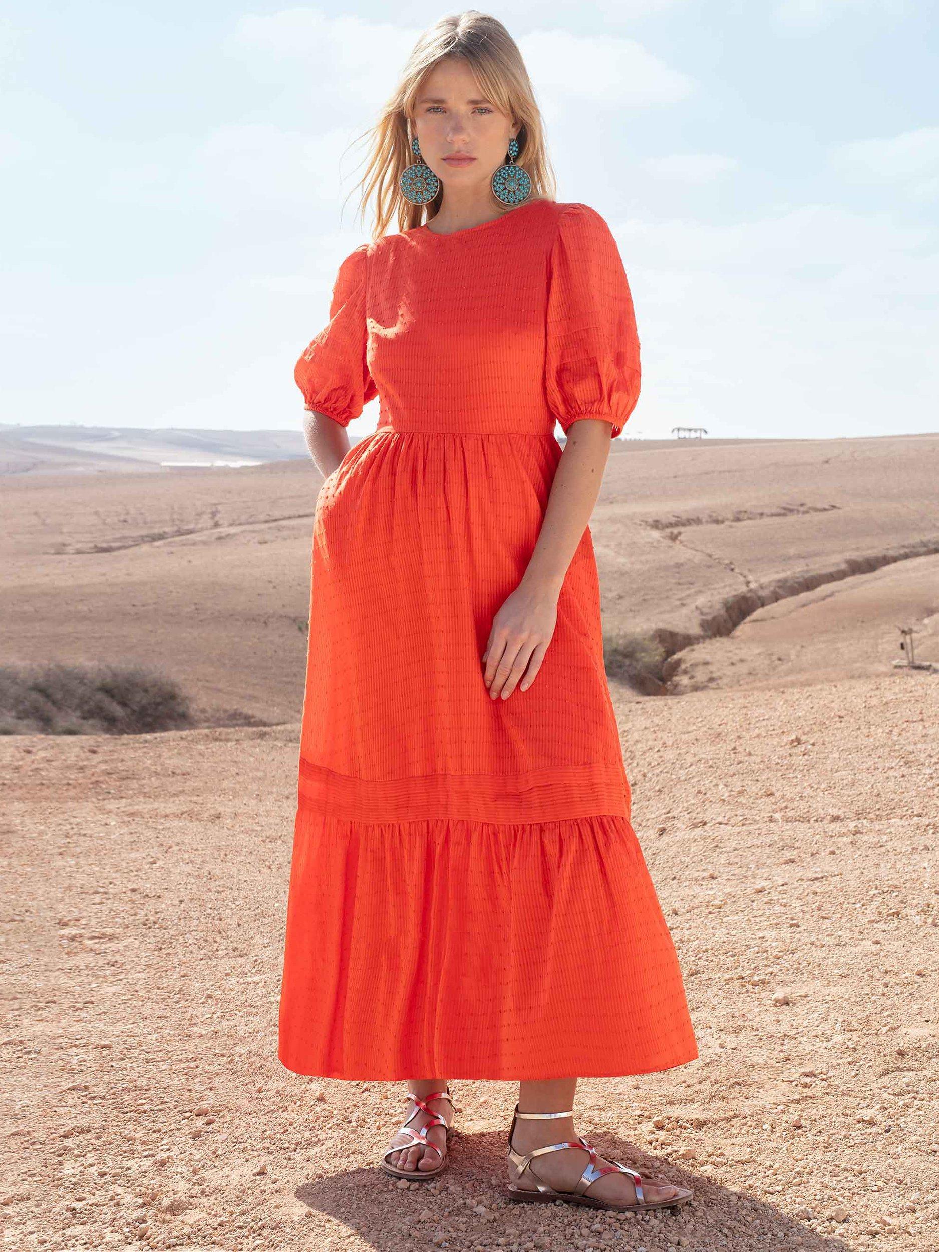 Ro&Zo Broderie Midi Dress, Red