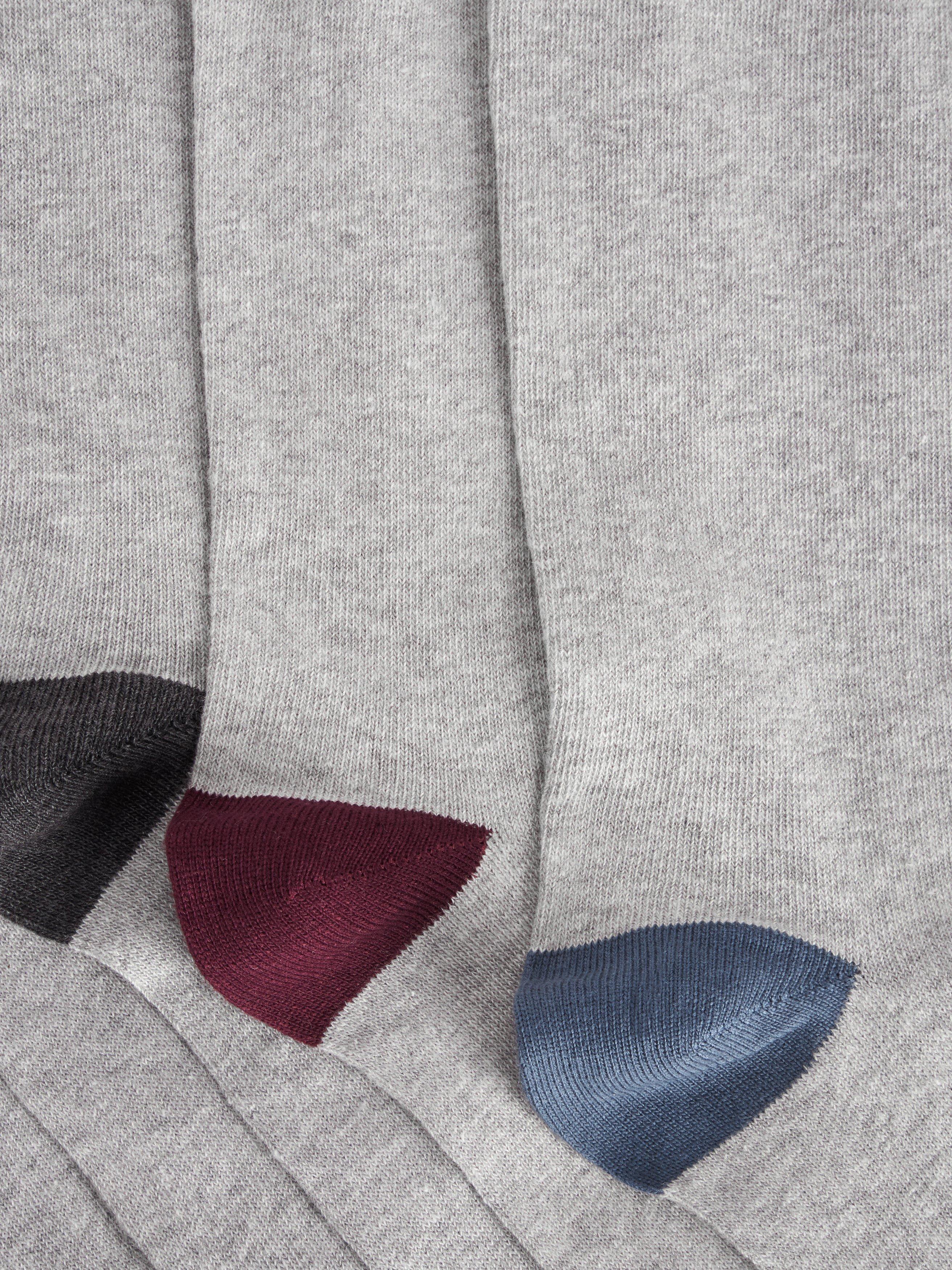 Product image 2 of 2, which shows John Lewis Organic Cotton Rich Heel and Toe Men's Socks, Pack of 5, Light Grey, S