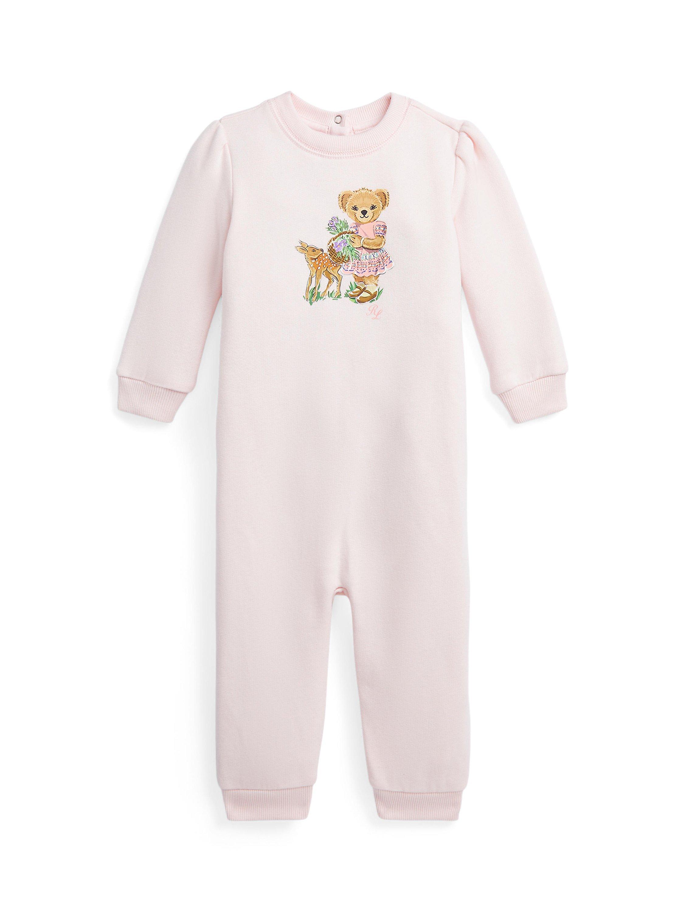 Ralph Lauren Baby Bear Coverall Romper, Delicate Pink