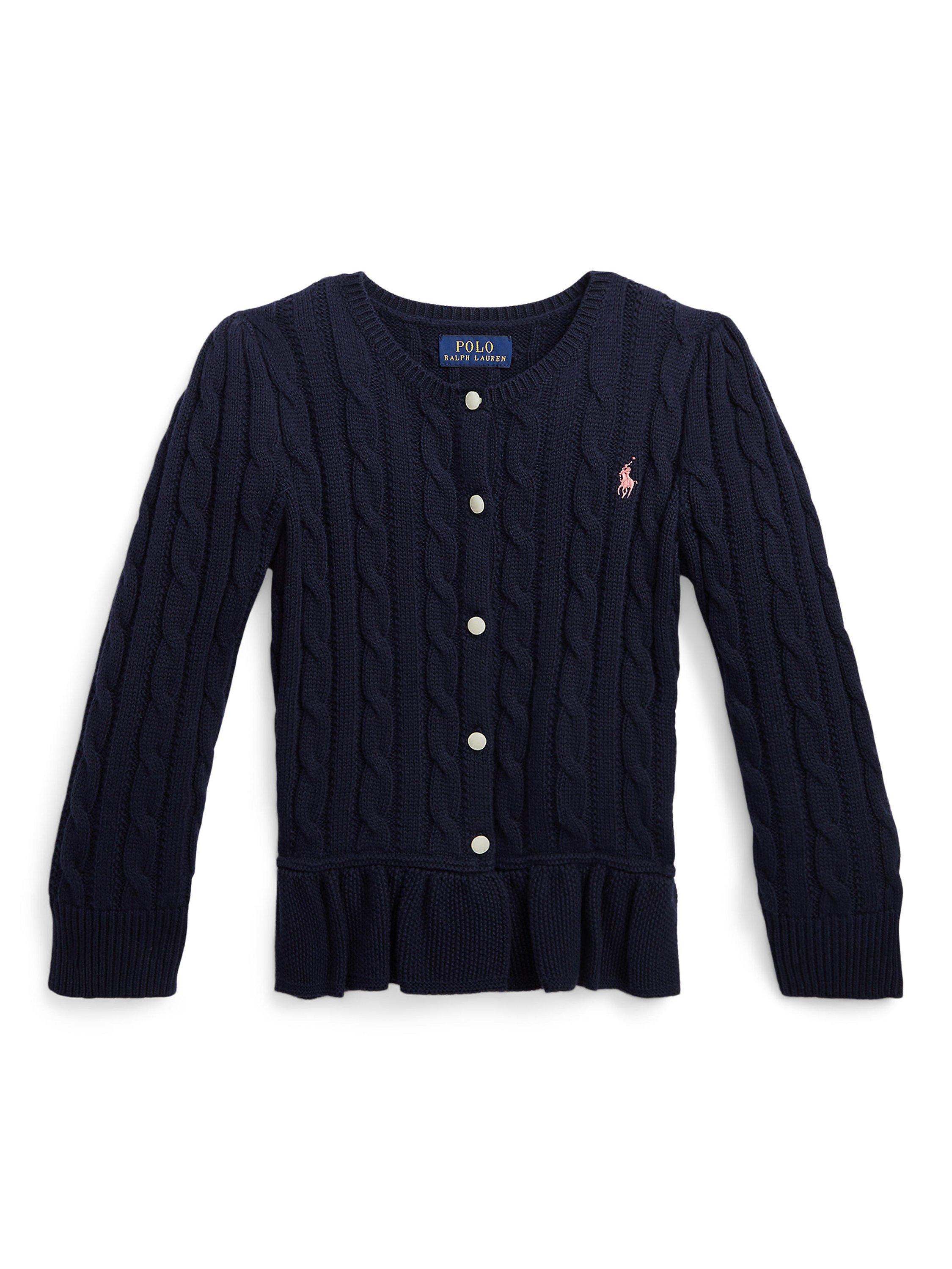 Ralph Lauren Kids' Peplum Cardigan, Navy