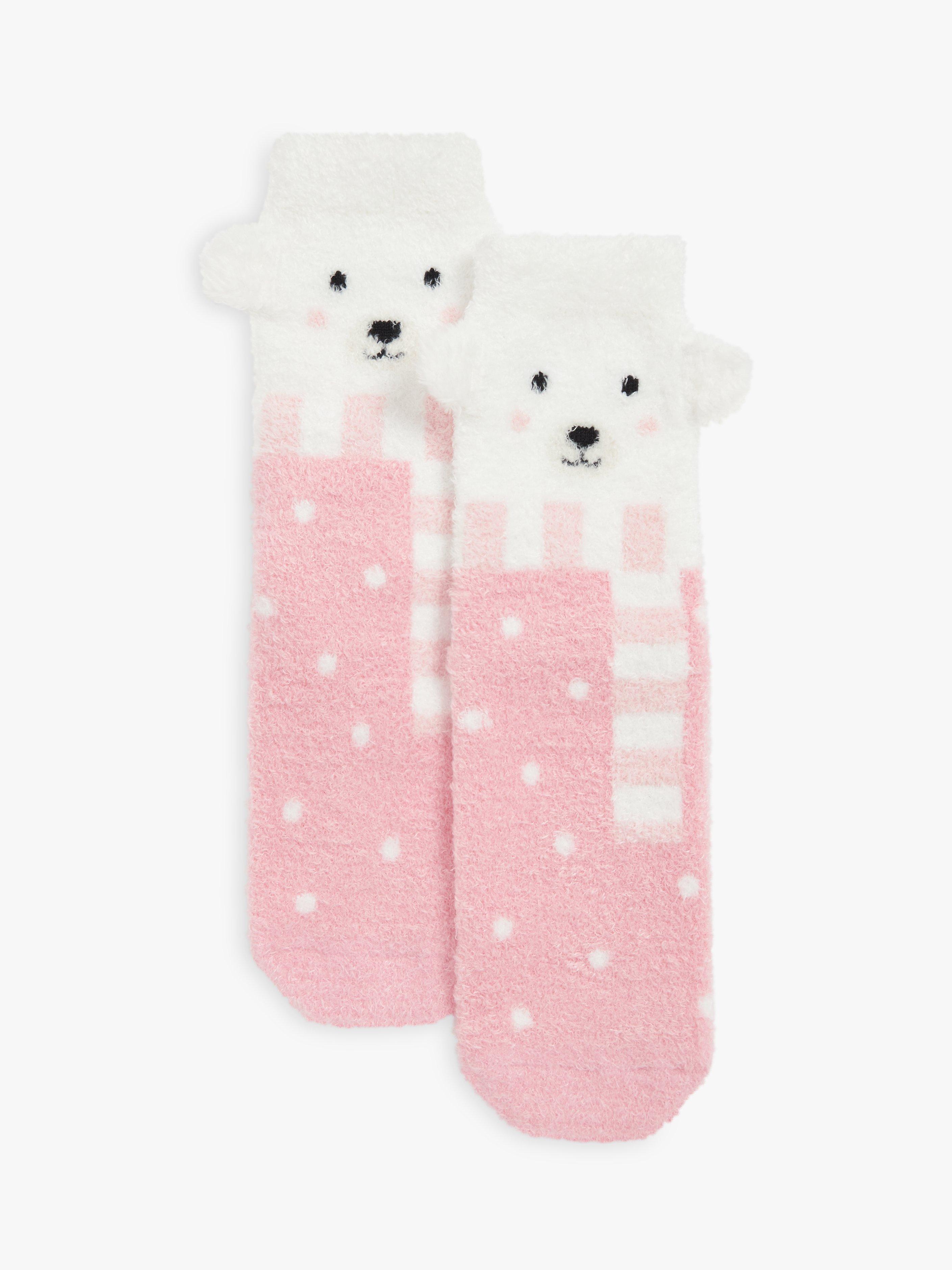 John Lewis Kids' Polar Bear Fluffy Socks, Multi
