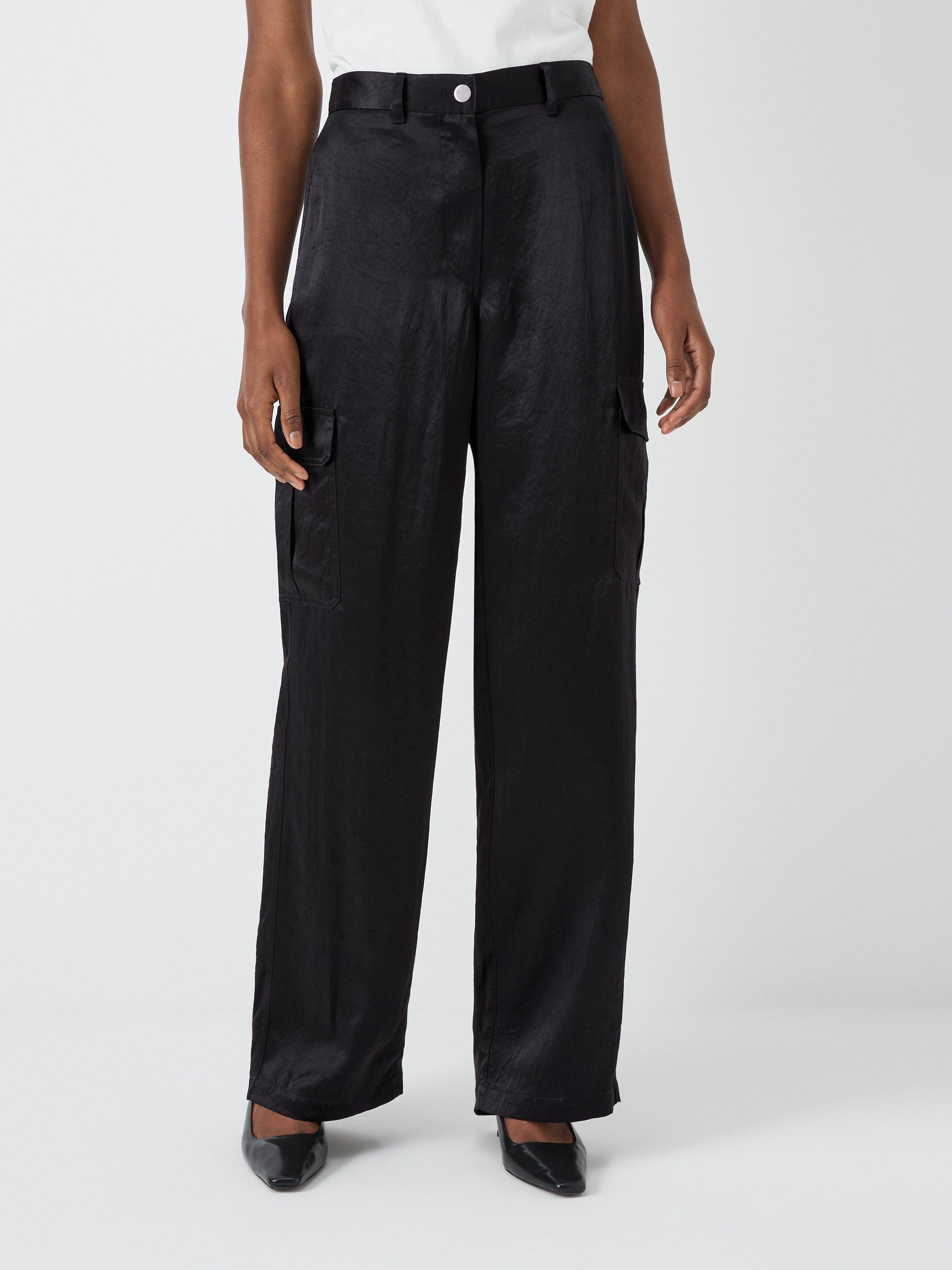 Theory Satin Cargo Trousers, Black