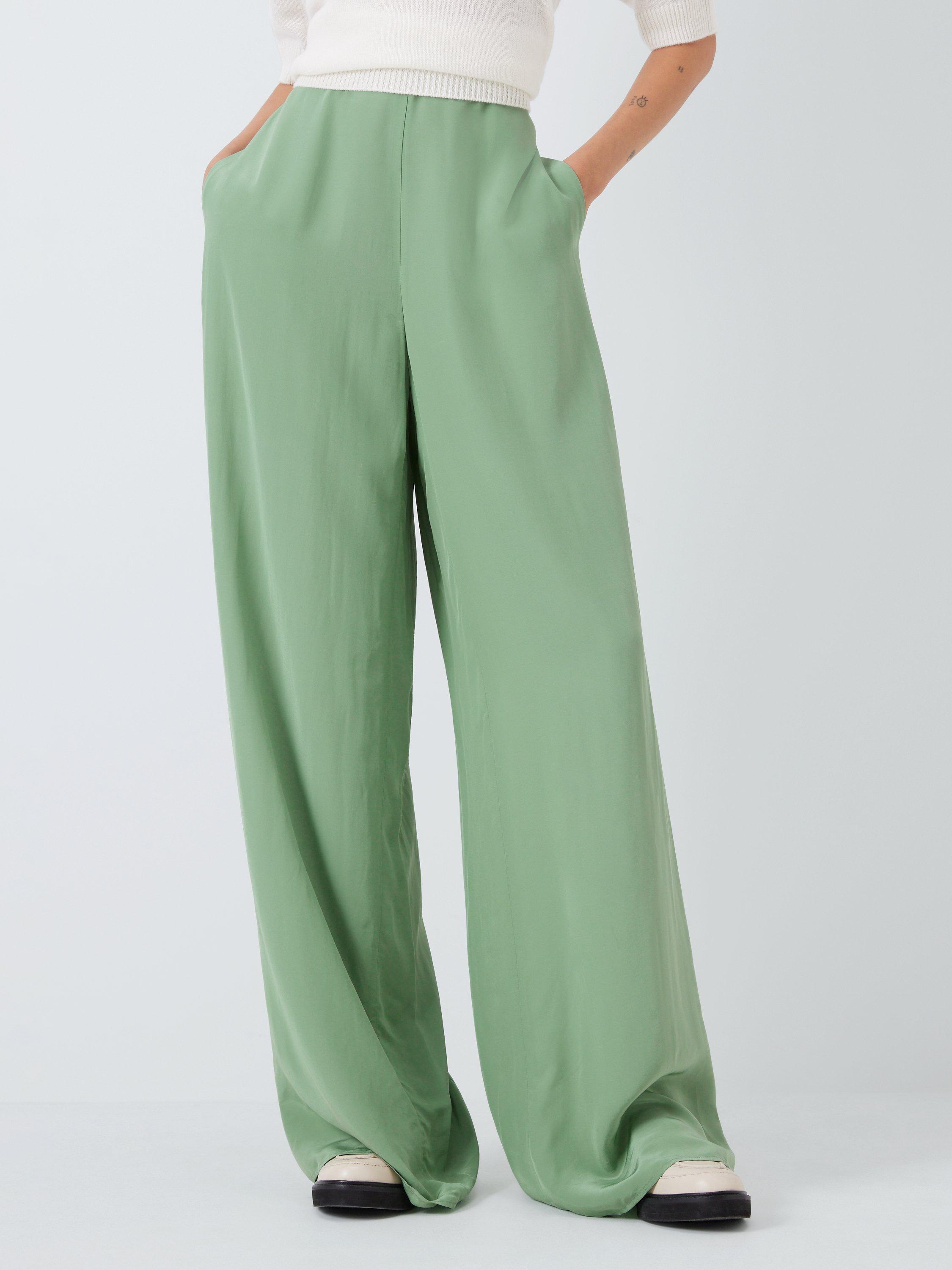 Theory Wide Leg Drapey Trousers, Leaf