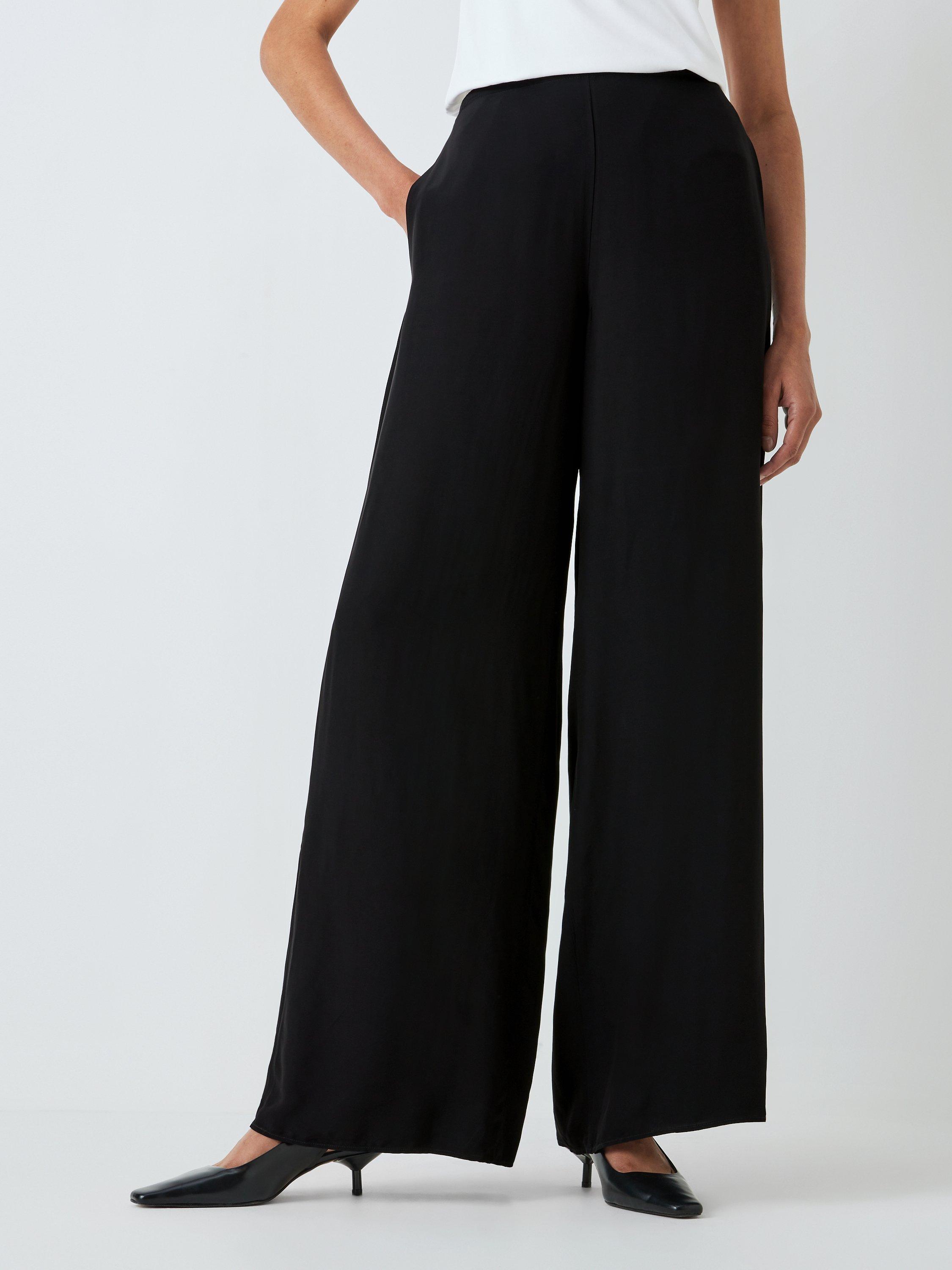 Theory Wide Leg Drapey Trousers, Black