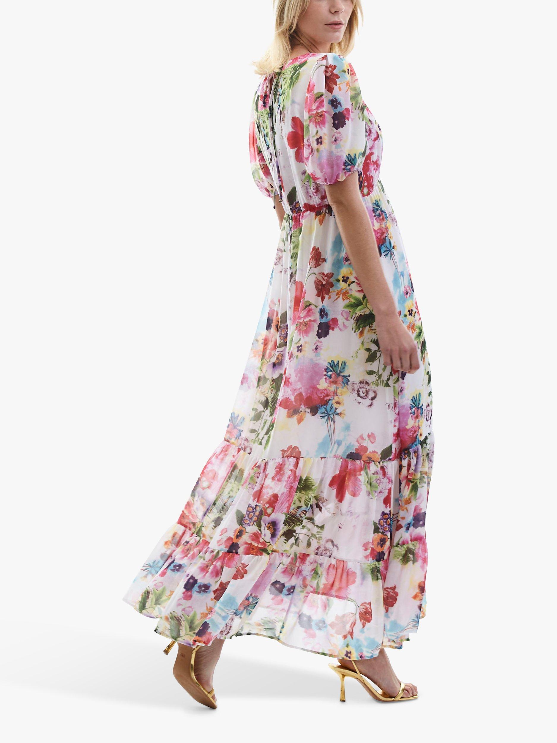 Product image 2 of 4, which shows James Lakeland V-Neck Floral Midi Dress, White/Multi, 8