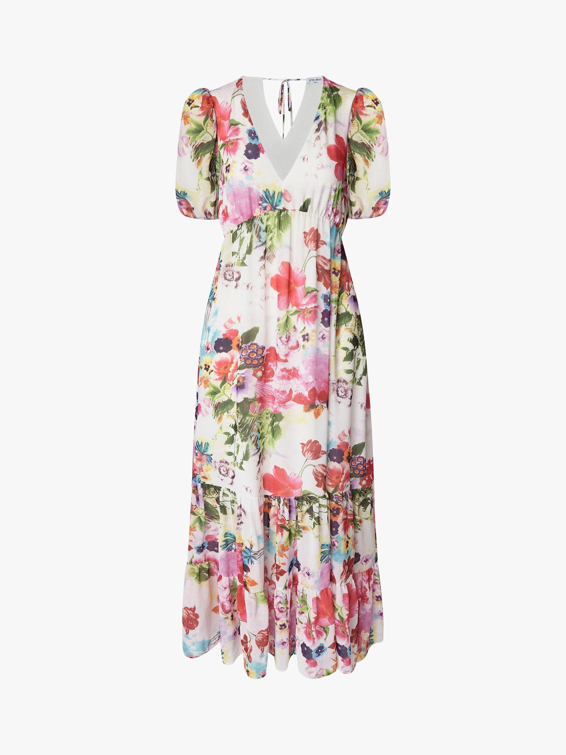 Product image 4 of 4, which shows James Lakeland V-Neck Floral Midi Dress, White/Multi, 8