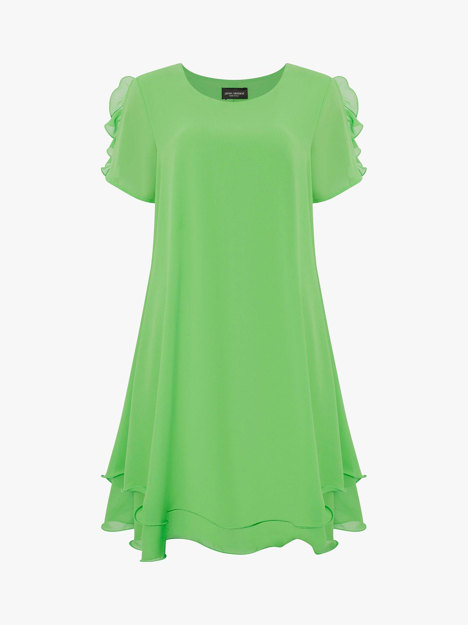 Product image 4 of 4, which shows James Lakeland Short Sleeve Wave Hem Dress, Green, 8
