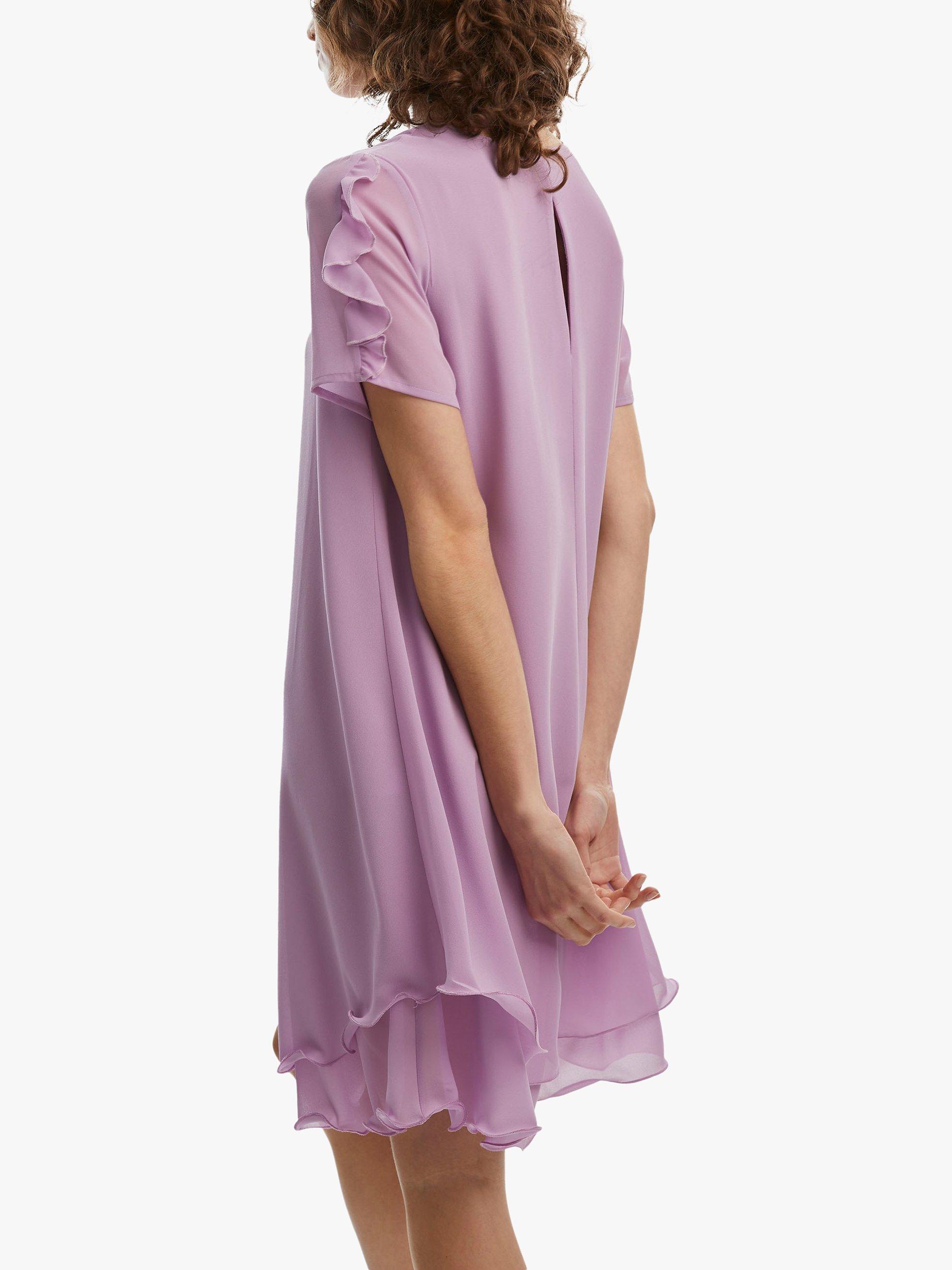 James Lakeland Short Sleeve Wave Hem Dress, Lilac, 8