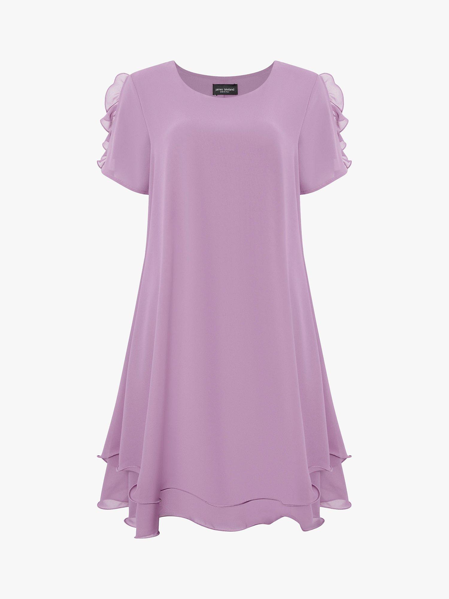 James Lakeland Short Sleeve Wave Hem Dress, Lilac, 8