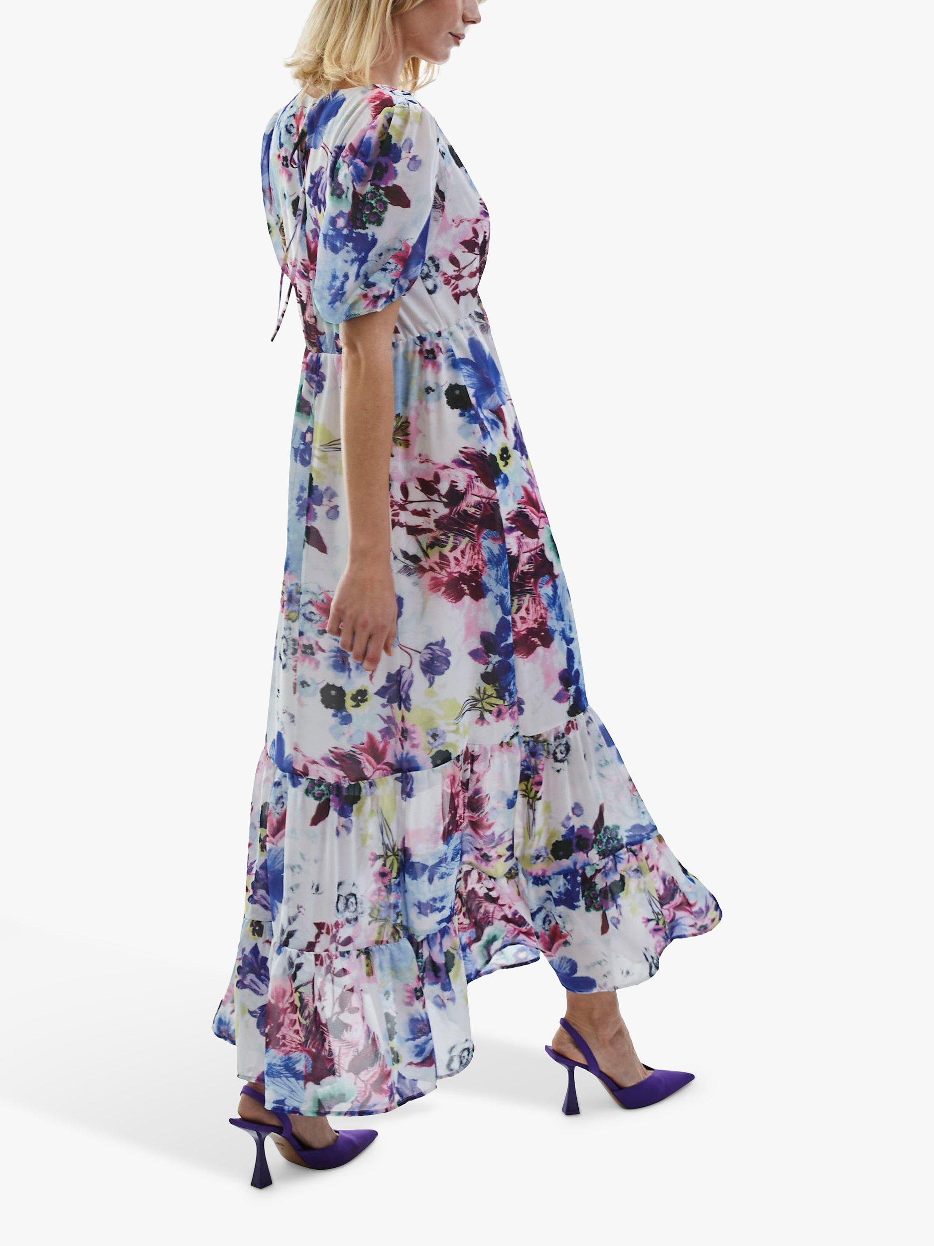 Product image 2 of 4, which shows James Lakeland V-Neck Floral Midi Dress, Blue/Multi, 8