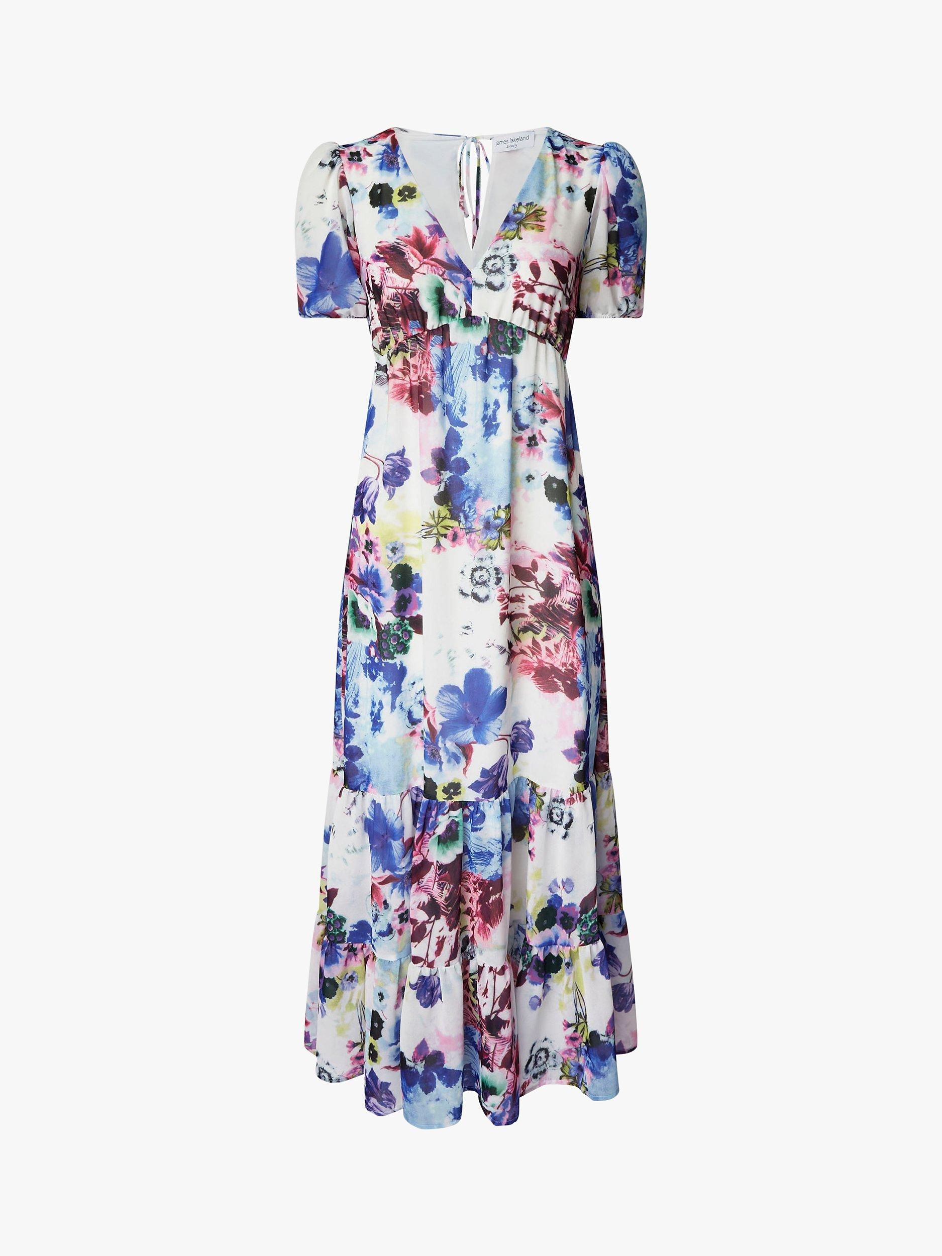 Product image 4 of 4, which shows James Lakeland V-Neck Floral Midi Dress, Blue/Multi, 8