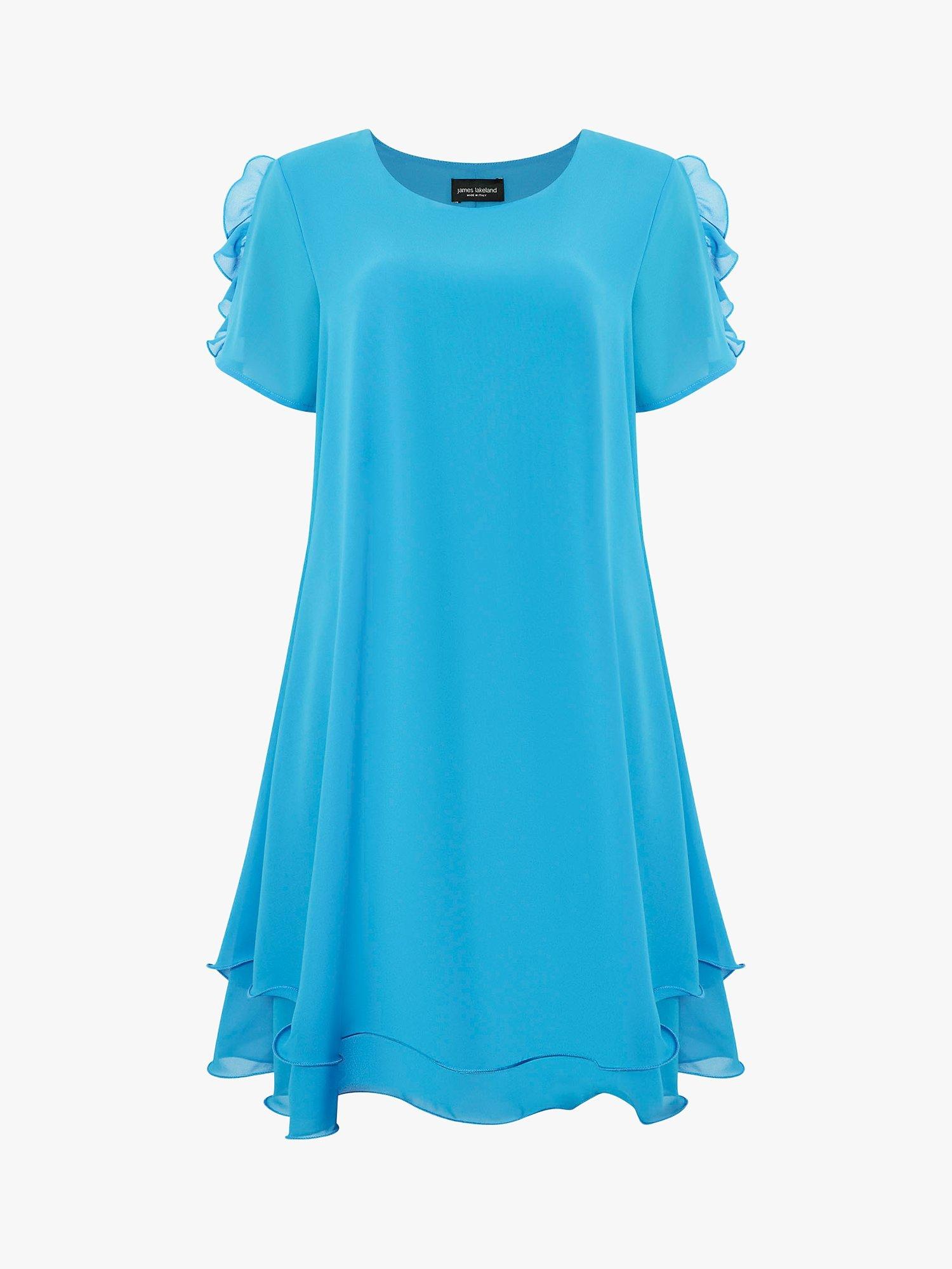 Product image 4 of 4, which shows James Lakeland Short Sleeve Wave Hem Dress, Turquoise, 8