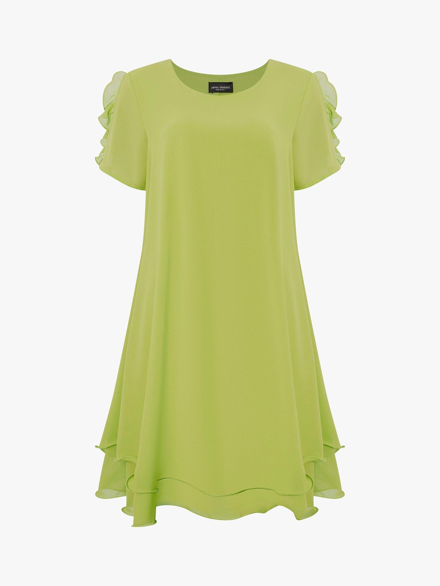 James Lakeland Short Sleeve Wave Hem Dress, Lime, 8