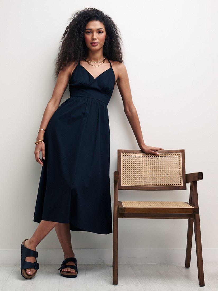 Nobody's Child Billie Plain Cross Back Midi Dress, Black