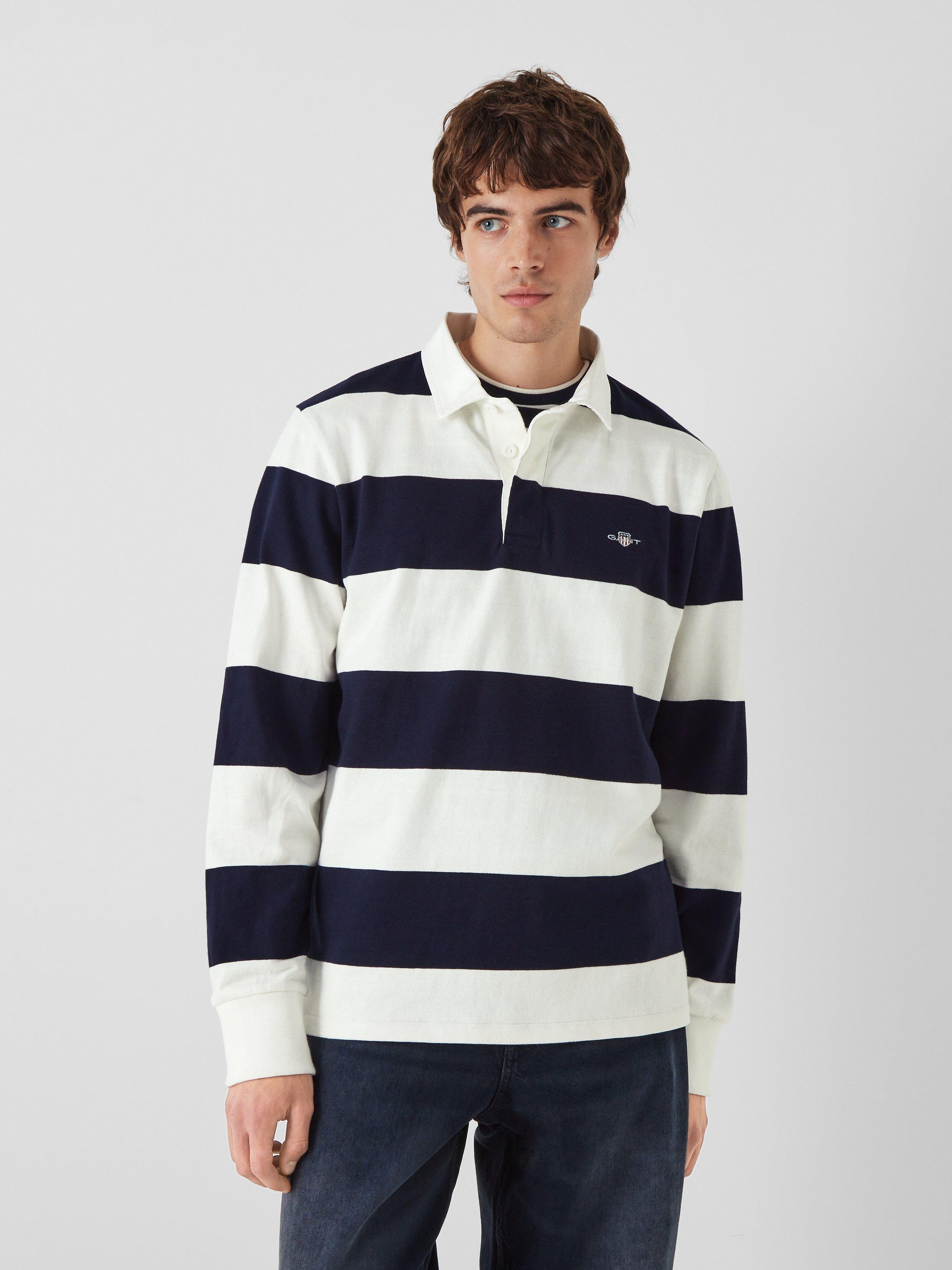 GANT Barstripe Heavy Rugger Rugby Shirt, 113 Eggshell, L