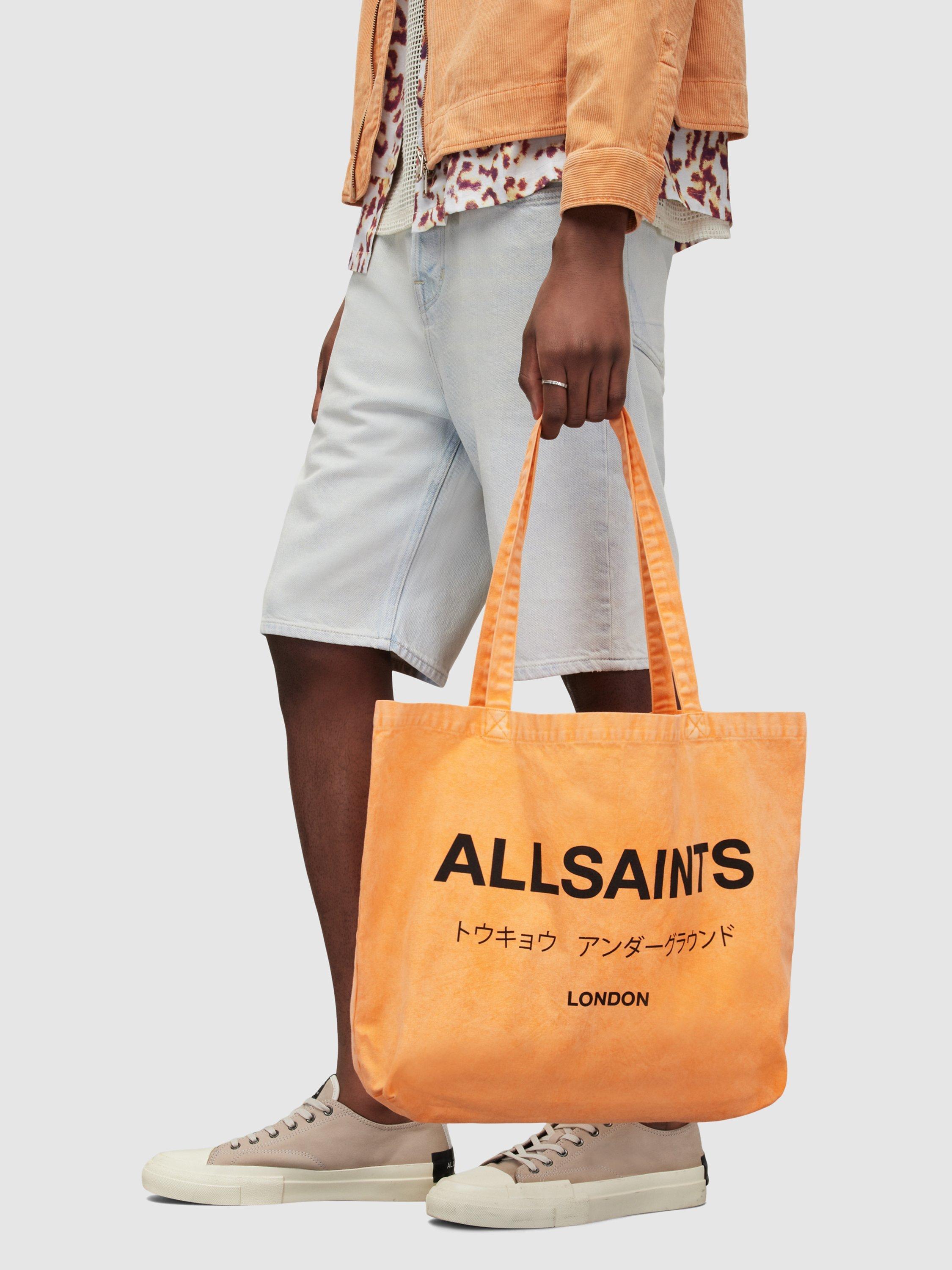 AllSaints Underground Acid Wash Tote Bag, Sicilia Orange/Black, One Size