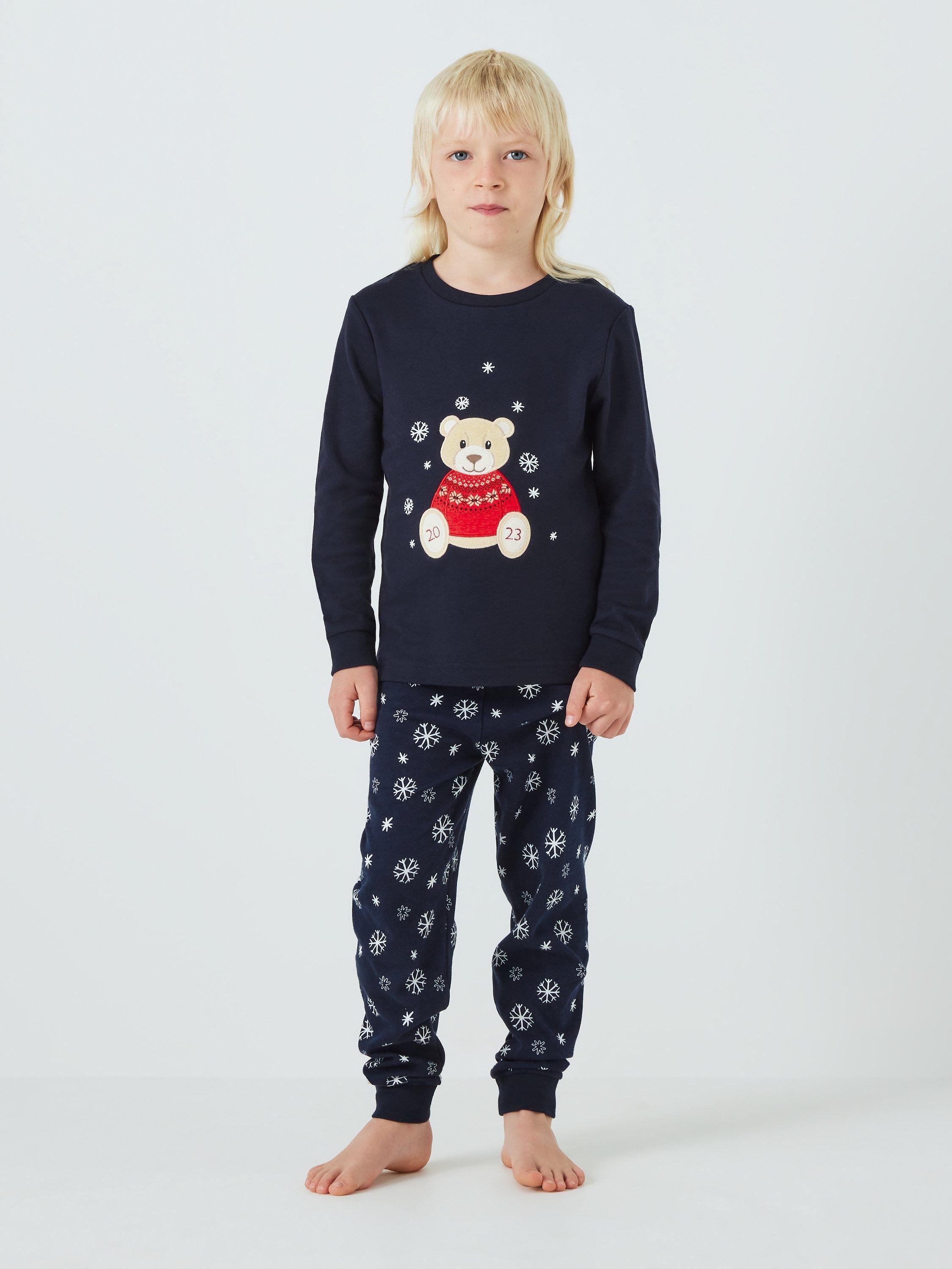 John Lewis Kids' Lewis Bear 2023 Pyjama Set, Navy