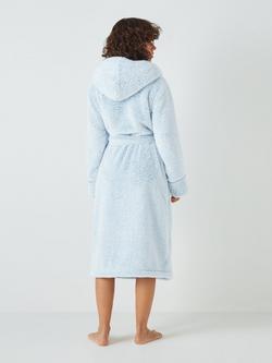 John Lewis Hi Pile Fleece Robe - view 2, Light Blue
