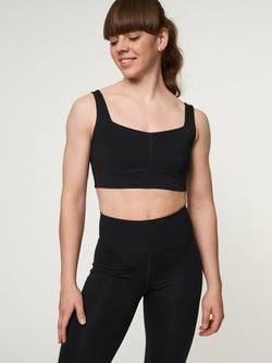Girlfriend Collective Luxe Addison Sports Bra, Black, Black